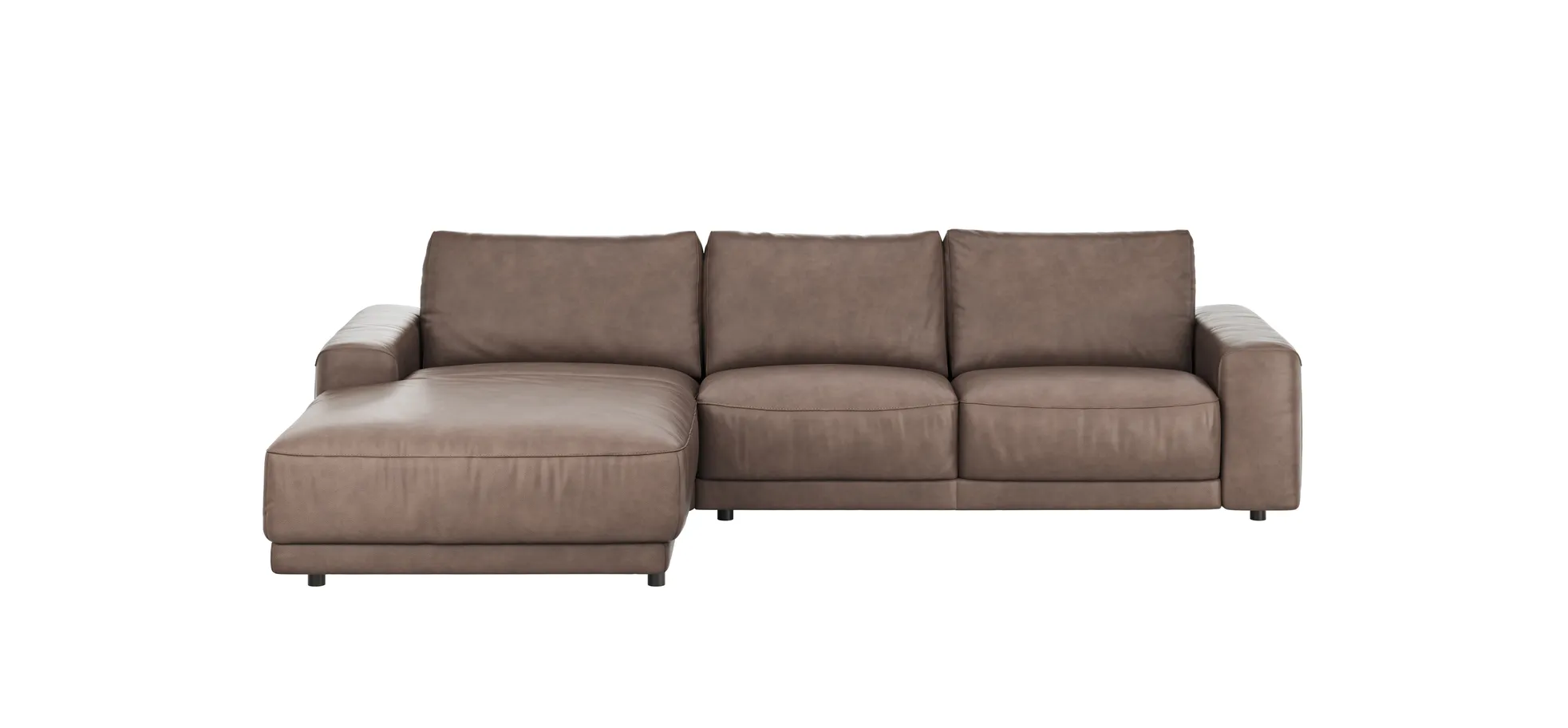 Ecksofa Balok - Longchair groß links mit 2,5-Sitzer, Leder, Dunkelbraun