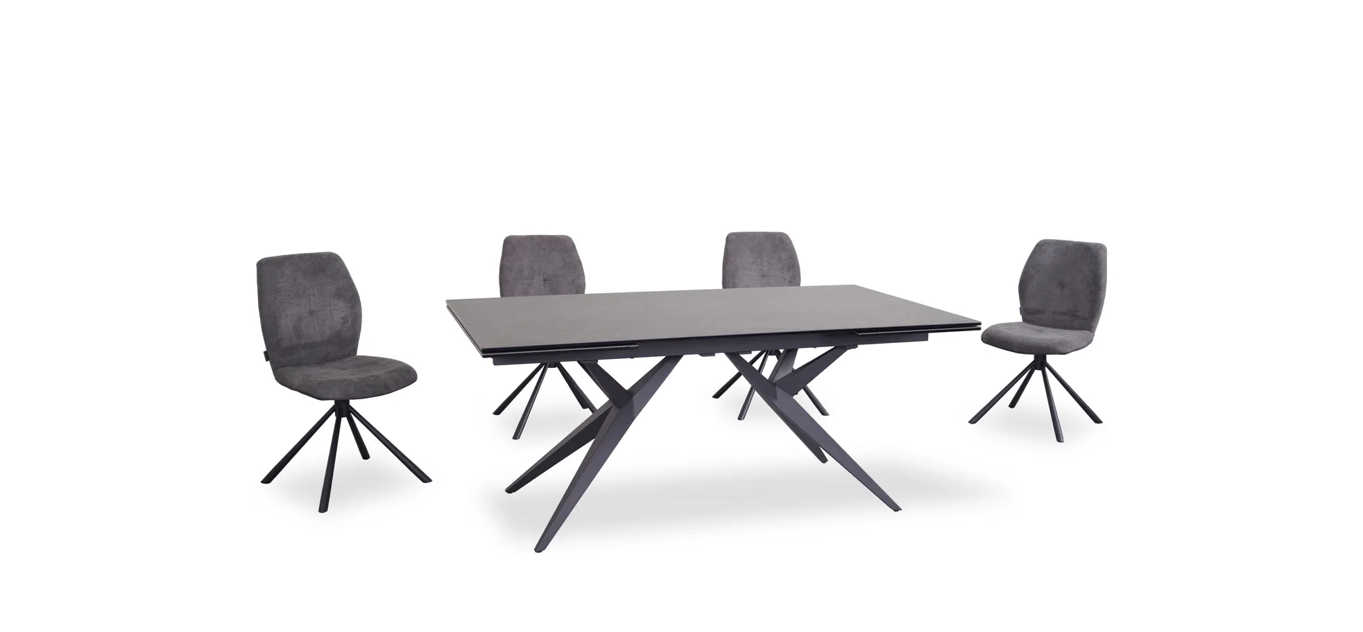 Vierfußstuhl, Stoff dunkelgrau, 360° drehbar - Manoa