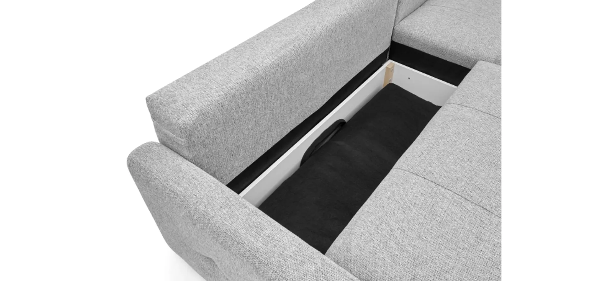 Ecksofa EDWIN - 2-Sitzer, Ecke rechts inkl. Schlaffunktion und Bettkasten, Stoff, Braun