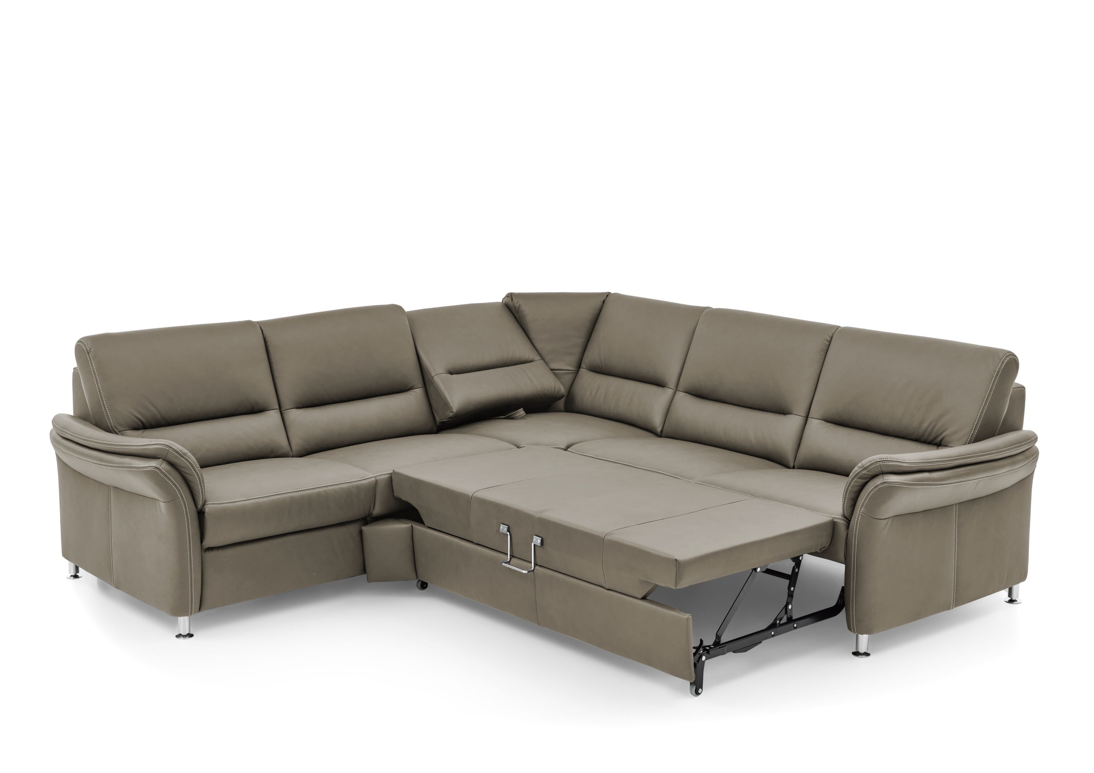 Ecksofa, Leder grau, Sitz Kaltschaum - KS 4953