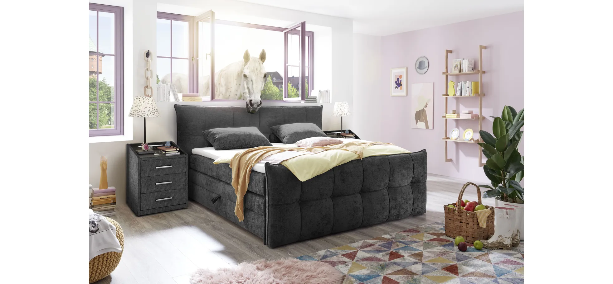 Boxspringbett, winter moss - Emilla