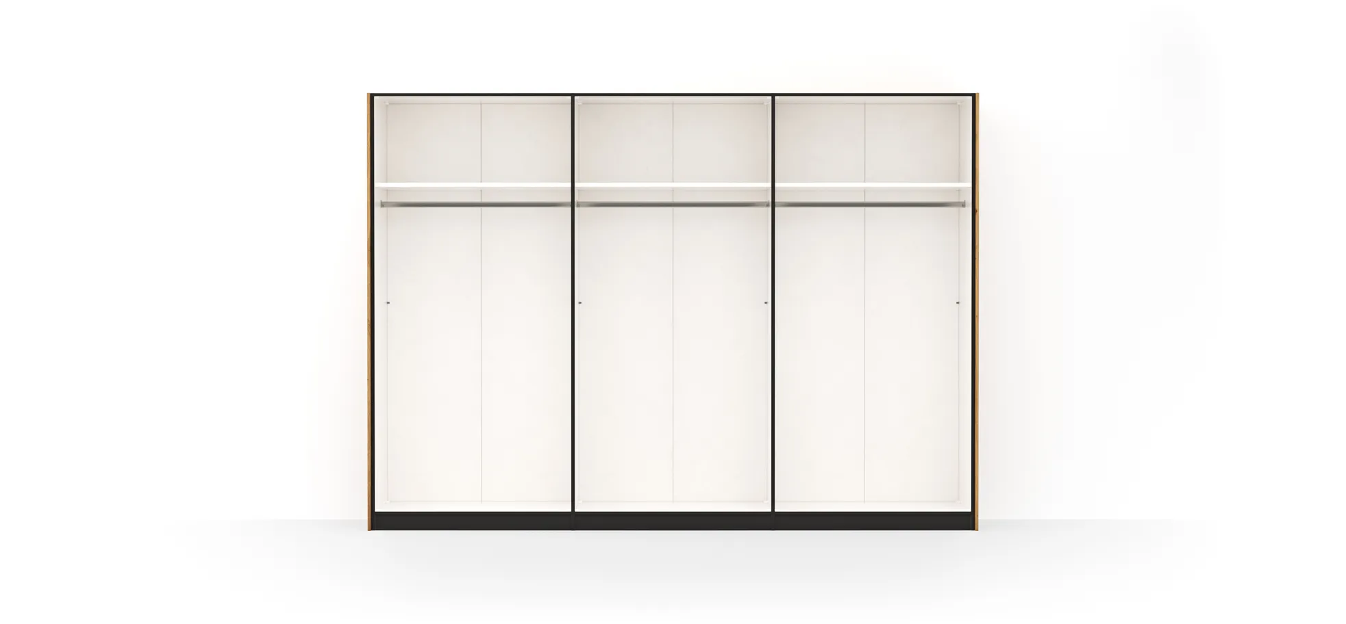 Drehtürenschrank Colorado - B. ca. 307 cm, Glas, Hellgrau matt