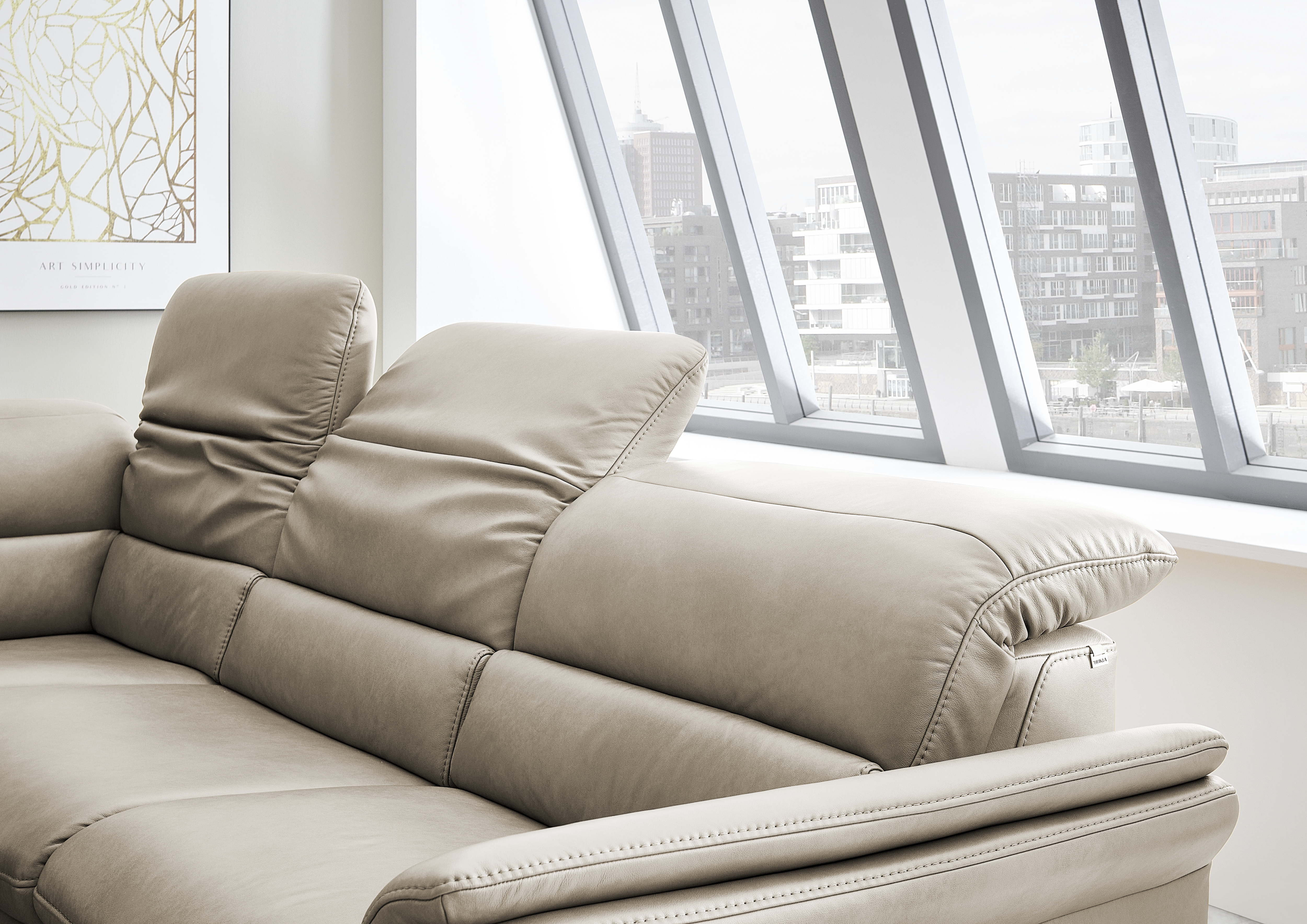 Ecksofa, Leder gravel - LS26 Crata