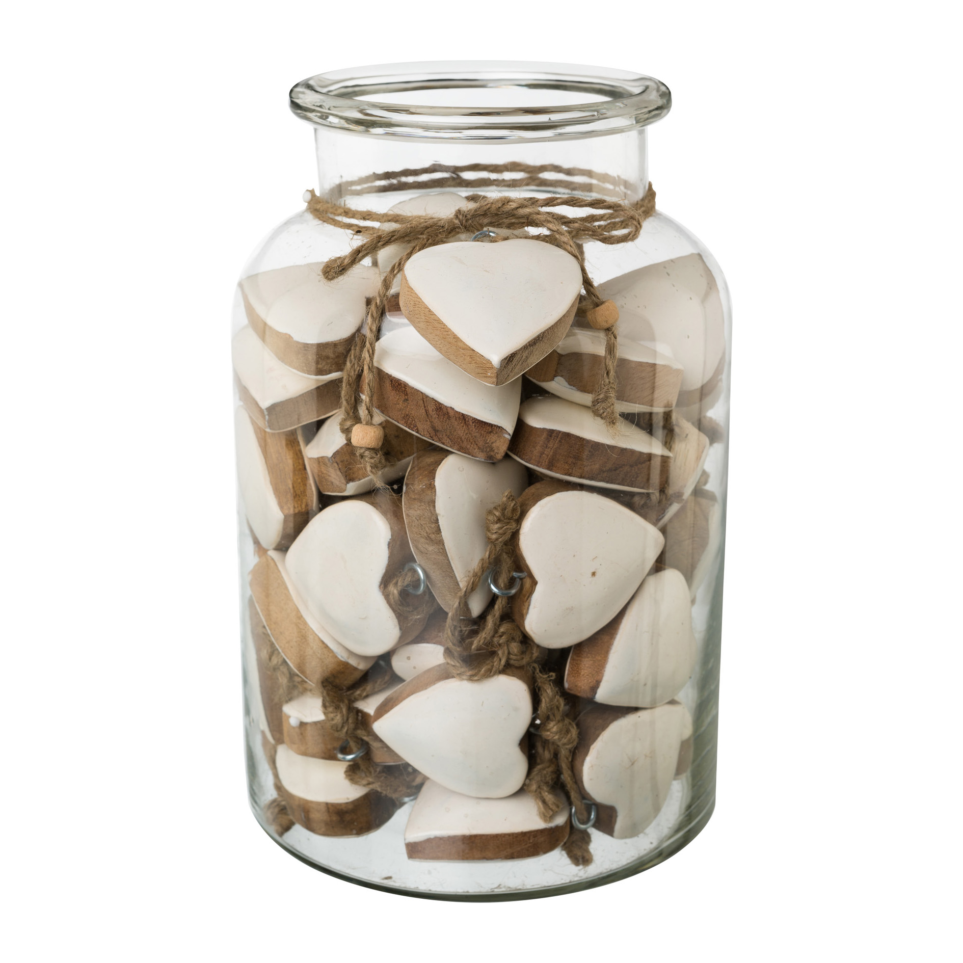 Hänger Herz 5cm - holz/weiß