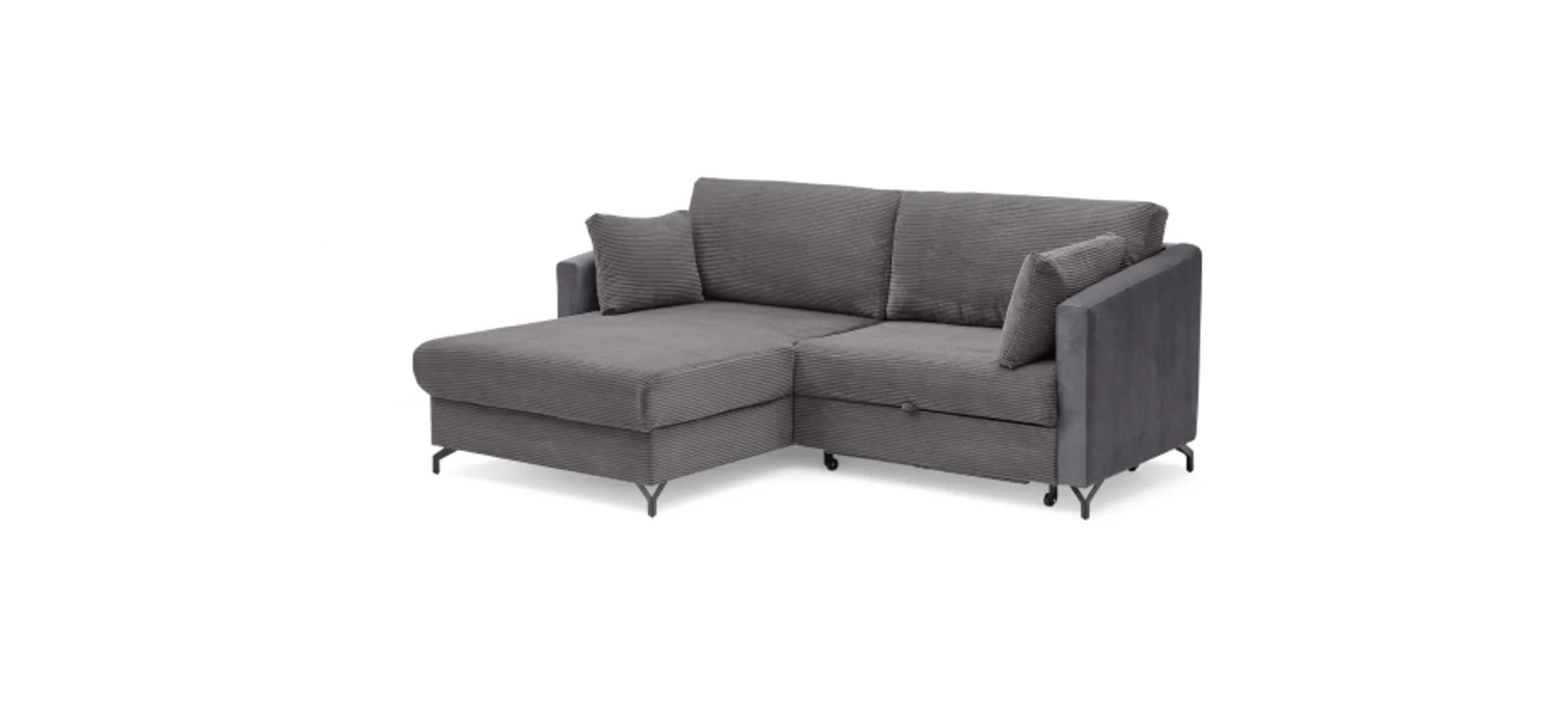 Ecksofa - 1,5-Sitzer, Ecke rechts inkl. Schlaffunktion und Bettkasten, Stoff, Grau