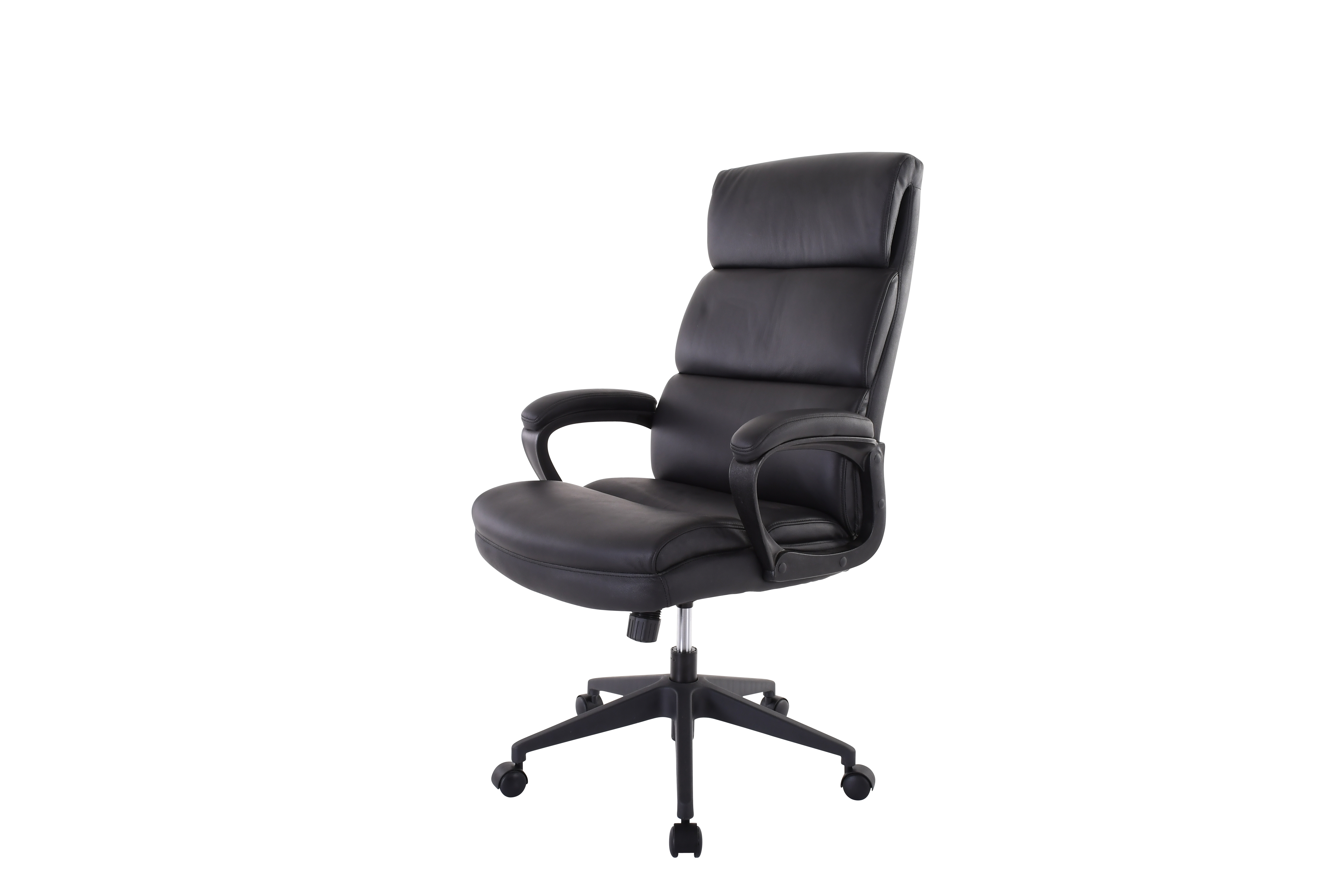 Bürostuhl, Leder schwarz, Gestell schwarz - DREHSTÜHLE