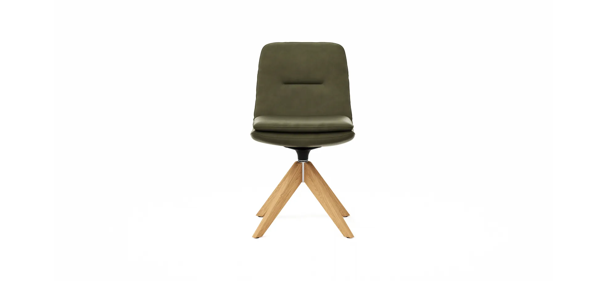 Polsterstuhl Macano - drehbar, Leder, Olive