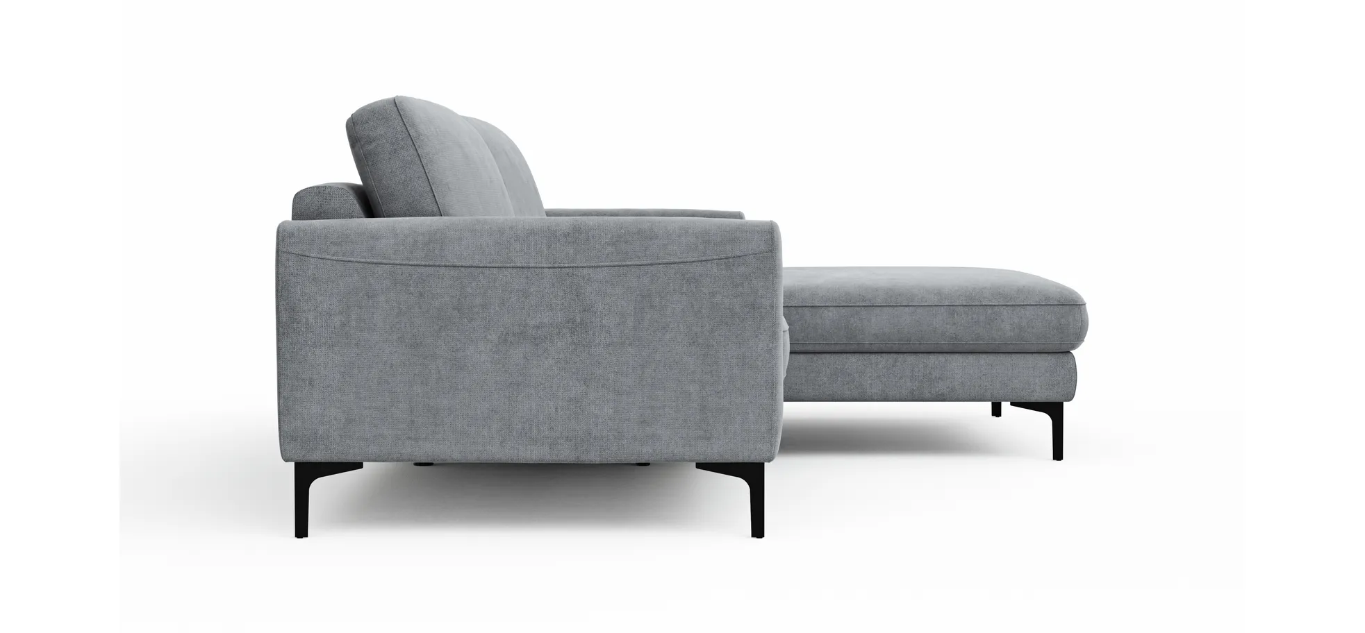 Ecksofa Oviedo - 1,5-Sitzer mit Longchair rechts, Stoff, Grau