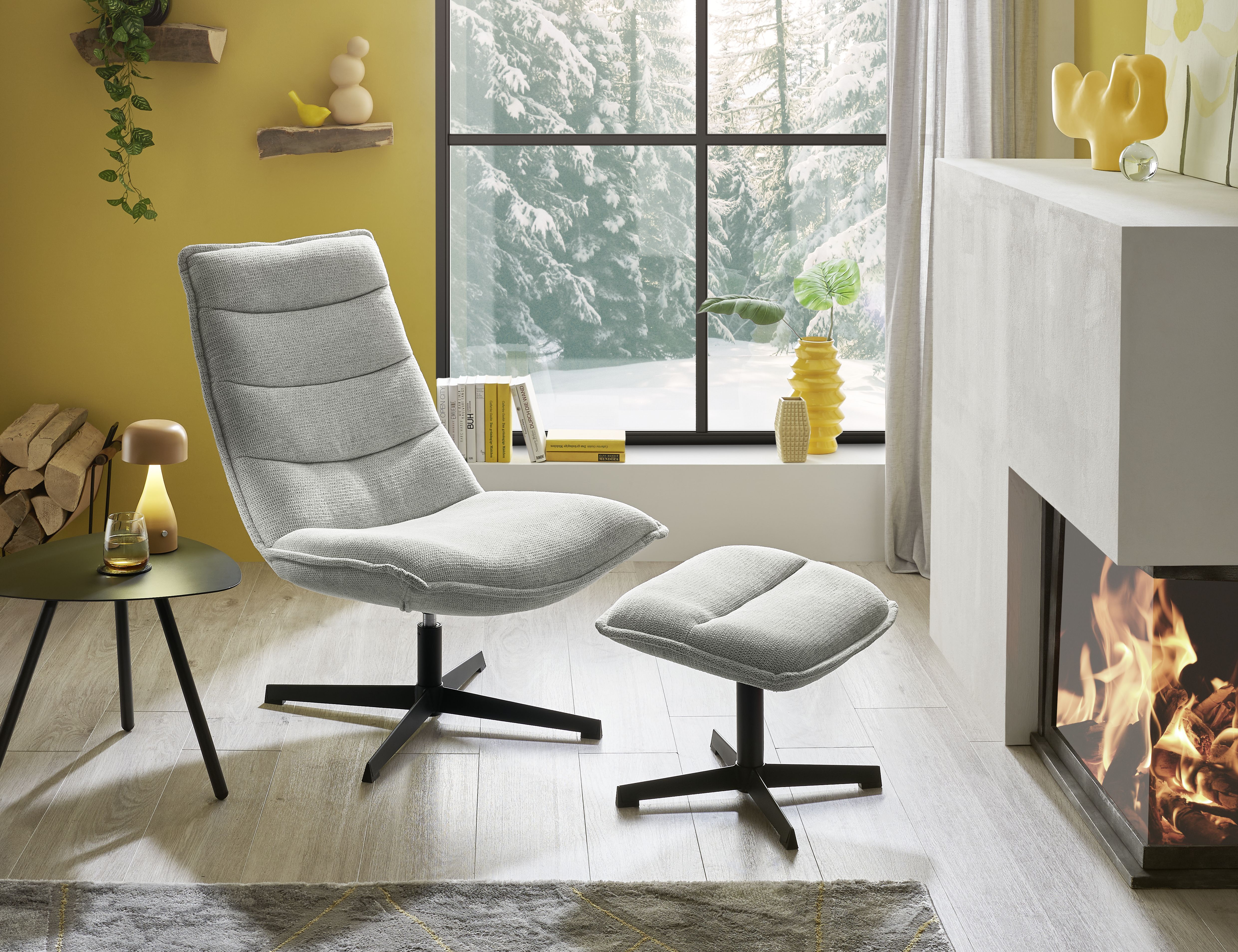 Relaxsessel mit Hocker, hellgrau - Danika