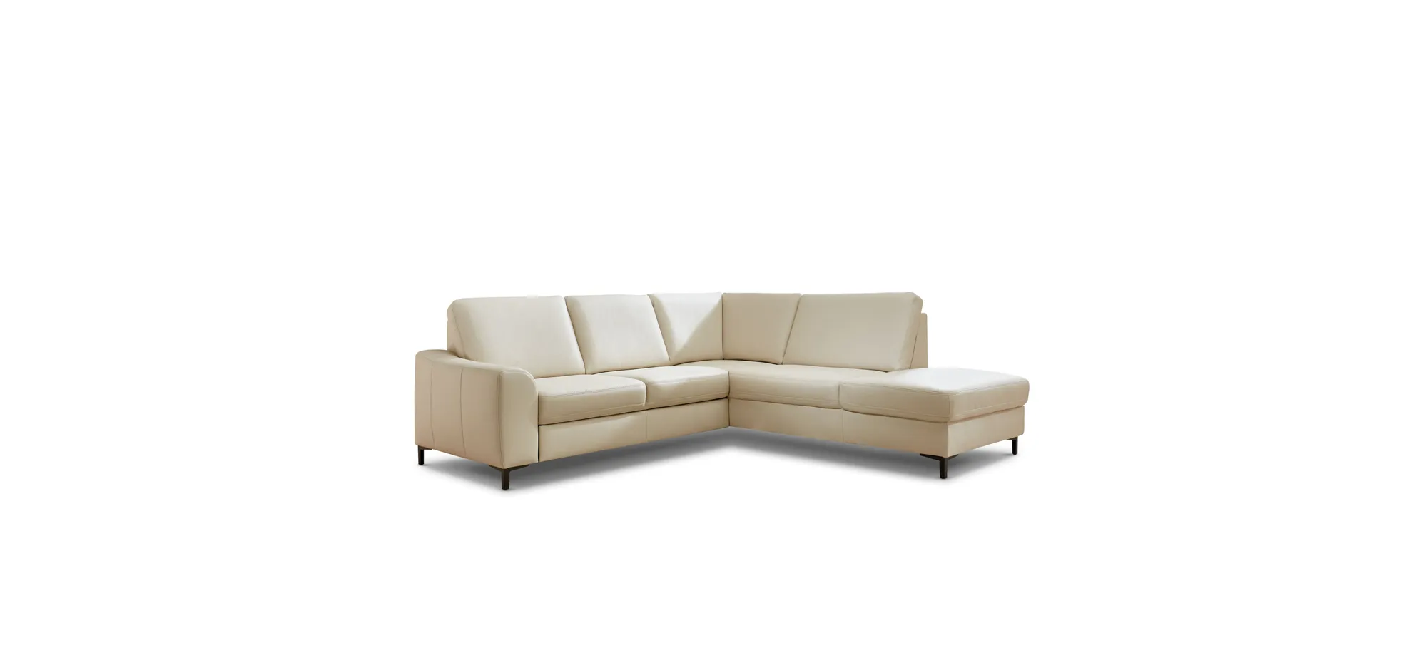 Ecksofa - 2,5-Sitzer mit Ecke rechts, Leder, Ecru