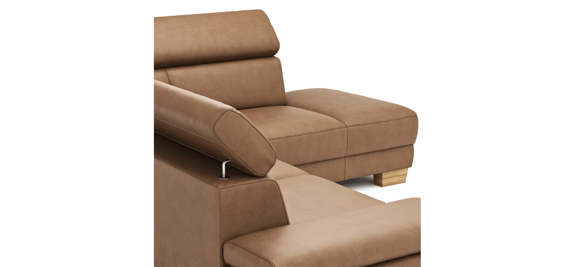 Ecksofa Philadelphia - 2,5-Sitzer, Ecke rechts, Kopfteil verstellbar (manuell), Stoff, Braun