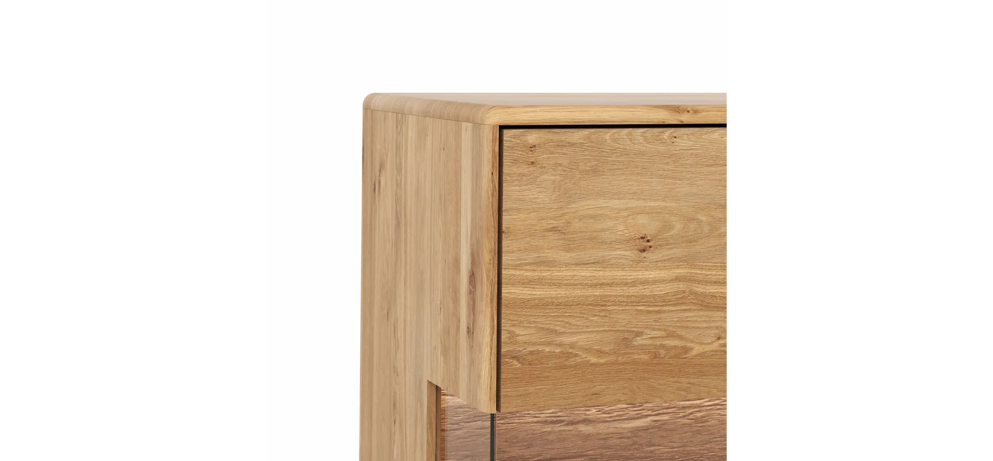 Highboard Hillsboro - inkl. Beleuchtung, Wildeiche natur, geölt