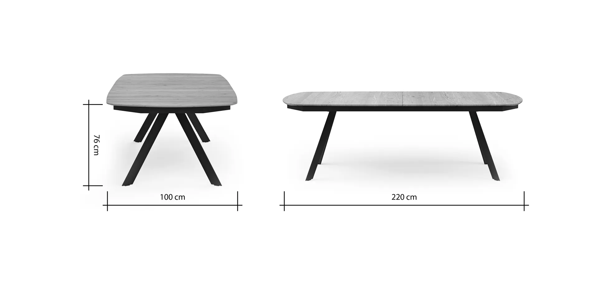 Esstisch Dinner - ausziehbar, LB ca. 220x100 cm, Eiche massiv