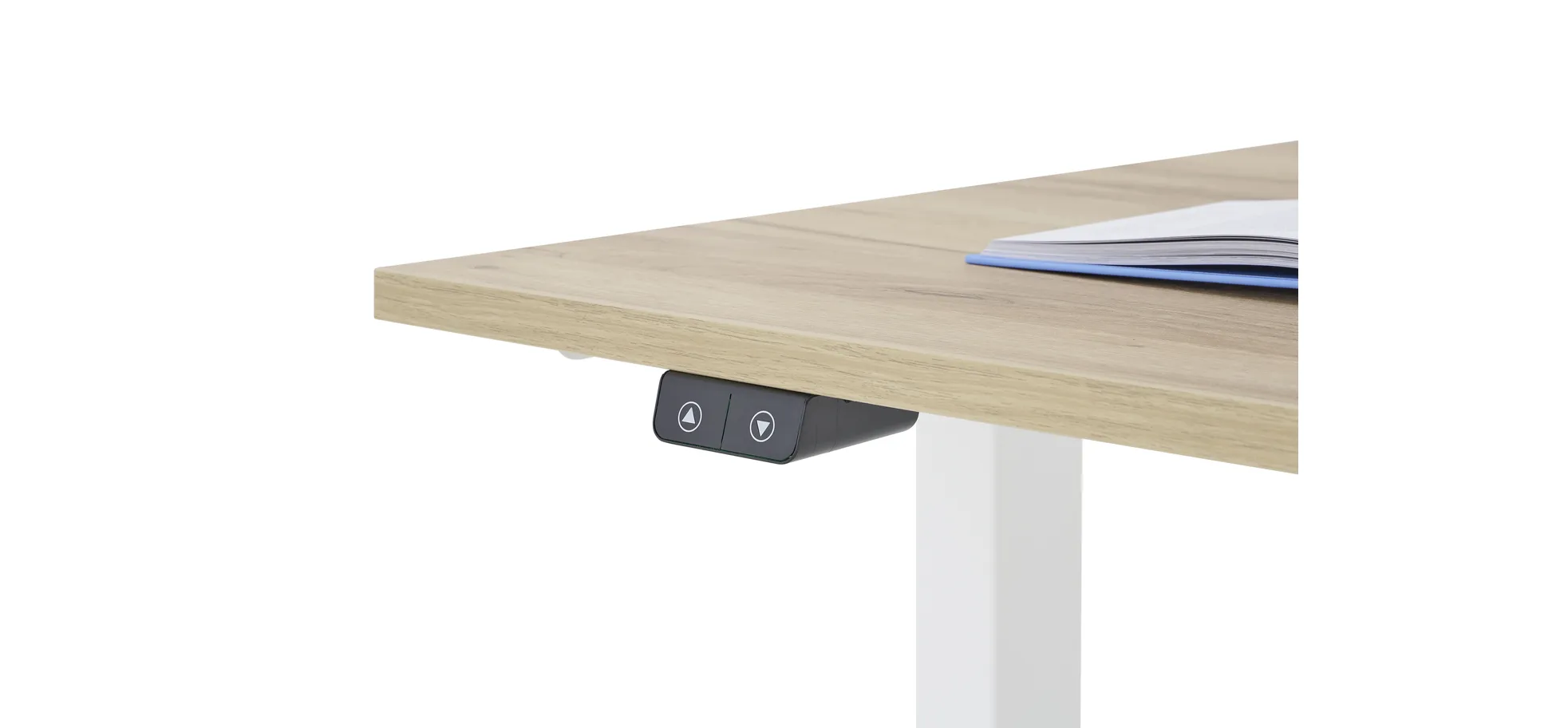 Schreibtisch GELI - höhenverstellbar, LB ca. 140x80 cm, Eiche Nachbildung, Weiß