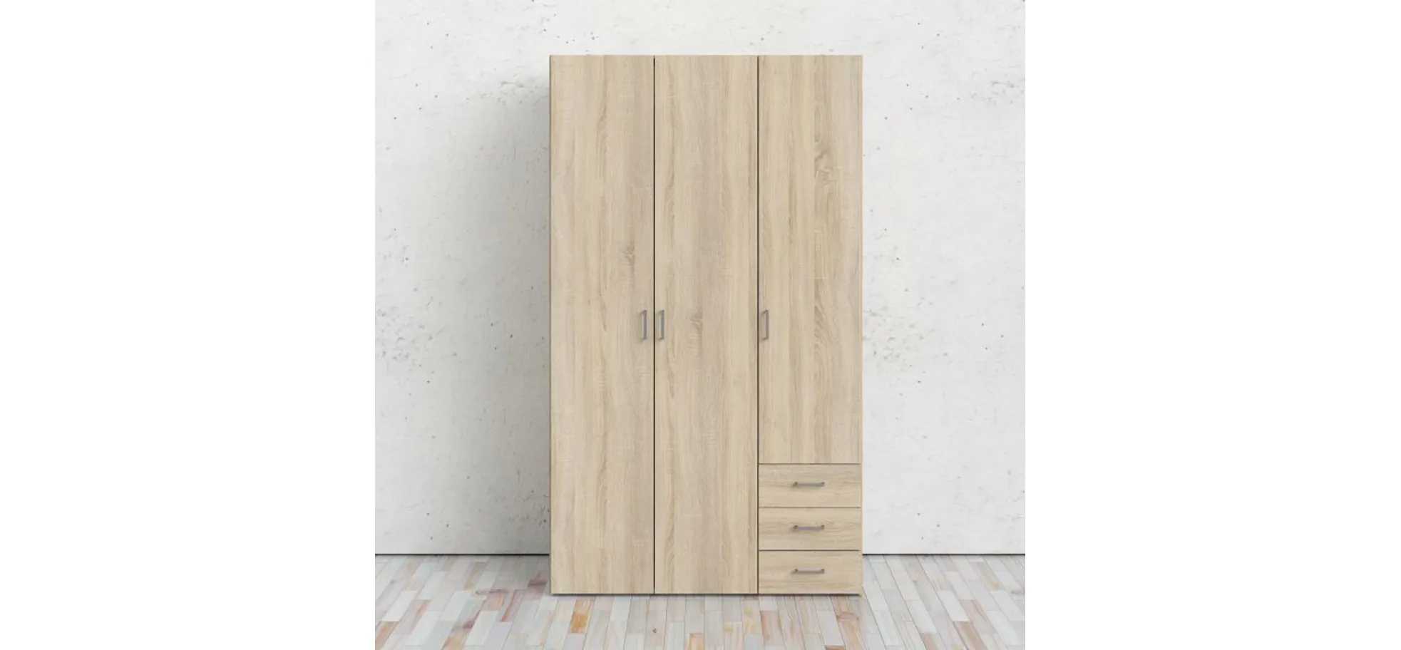 Drehtürenschrank- B ca. 116 cm, Eiche Dekor