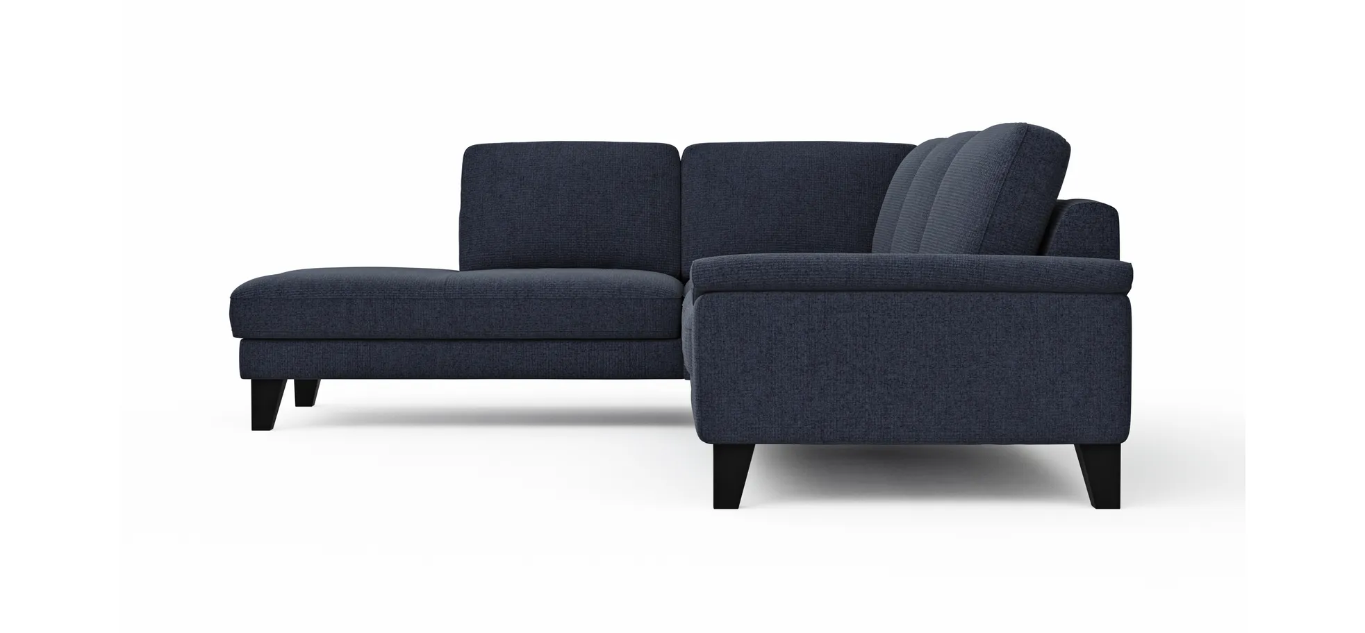 Ecksofa Oviedo - Ecke links mit 2,5-Sitzer inkl. Drehsitz, Stoff, Dunkelblau