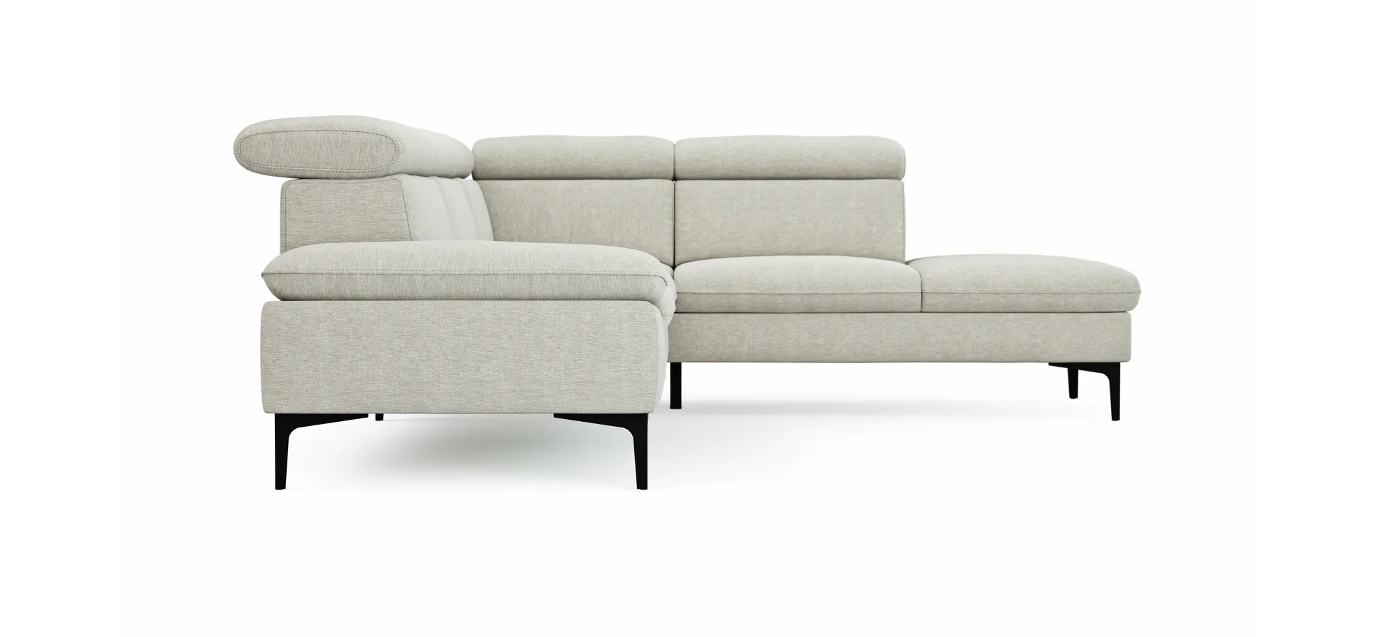 Ecksofa Felipa - 2,5-Sitzer mit Ecke rechts inkl. Kopfteil verstellbar, Stoff, Natur