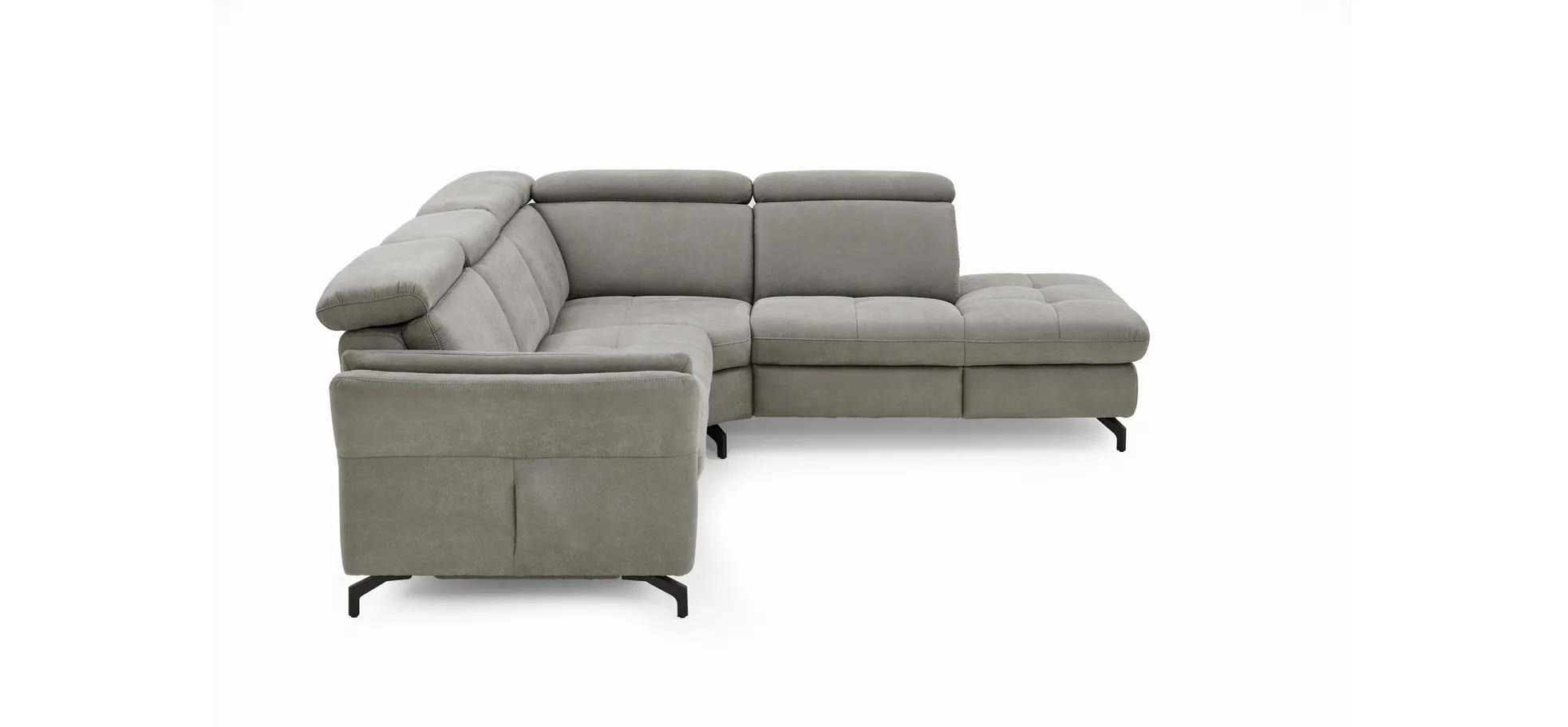  Ecksofa - 2-Sitzer mit Ecke rechts, Stoff, Grau