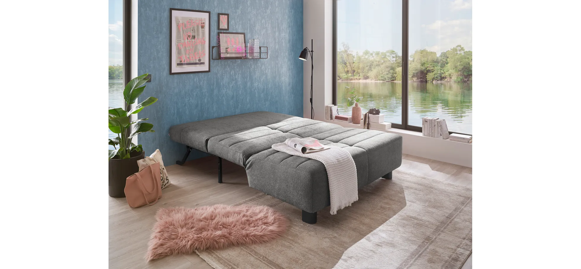 Faltsofa Easy - 2-Sitzer ohne Armlehne, ca. 140 cm inkl. Schlaffunktion, Stoff, Dunkelgrau Faltsofa Easy - 2-Sitzer ohne Armlehne, ca. 140 cm inkl. Schlaffunktion, Stoff, Dunkelgrau