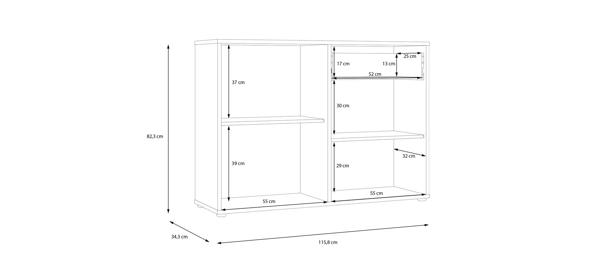 Kommode, Balck/Artisan Oak  - Floriss