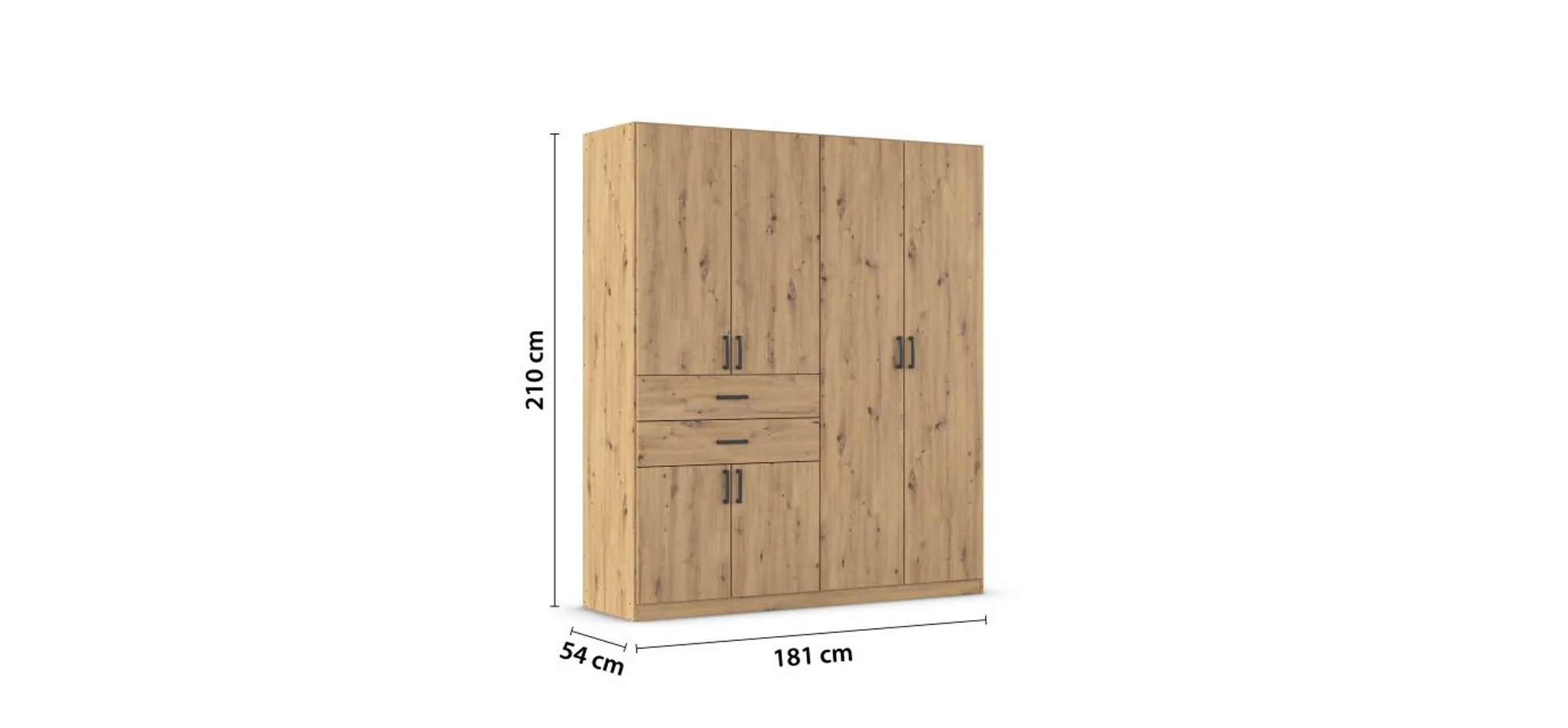Drehtürenschrank- B ca. 180, Eiche Dekor
