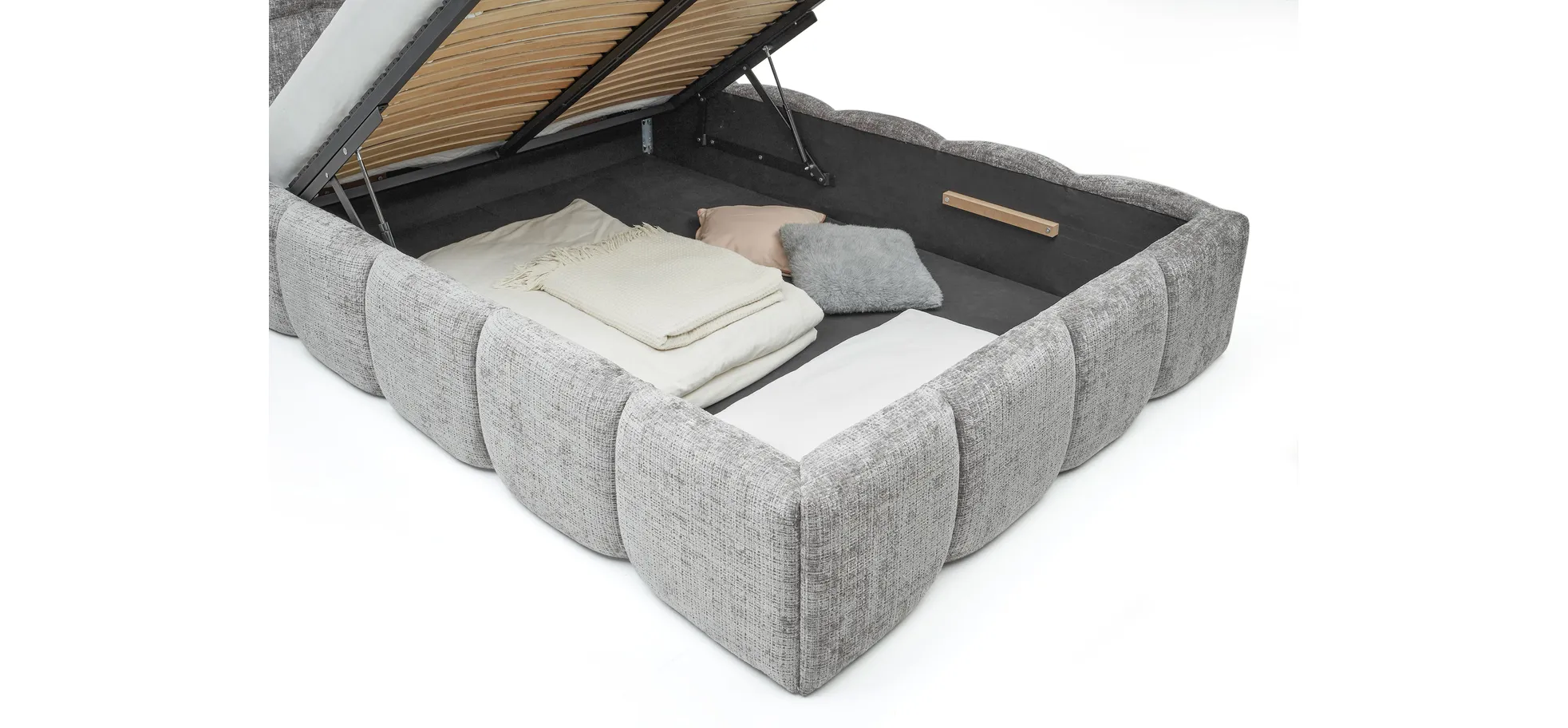 Bettgestell, Stoff Grau  - Sandrin R