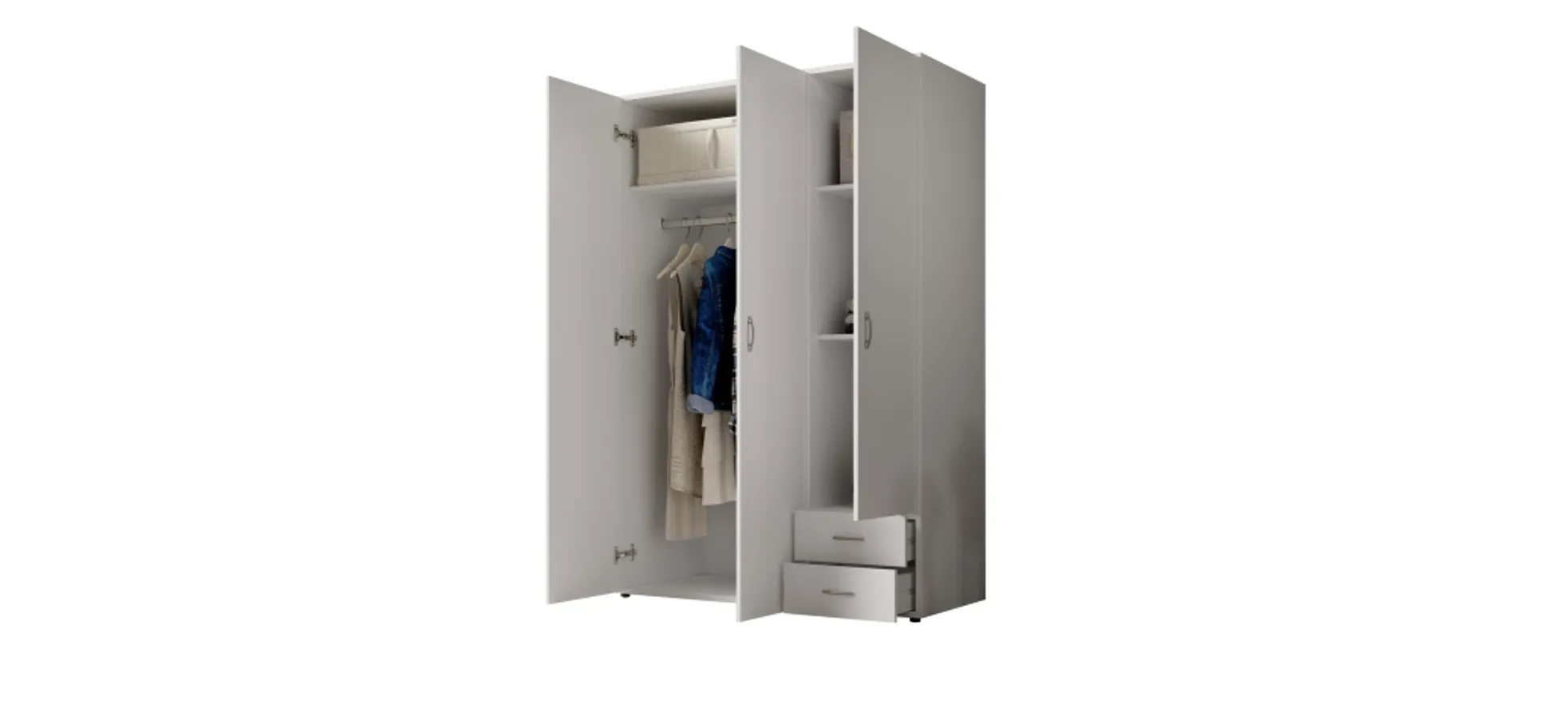 Drehtürenschrank- B ca. 120 cm, Weiß Drehtürenschrank- B ca. 120 cm, Weiß