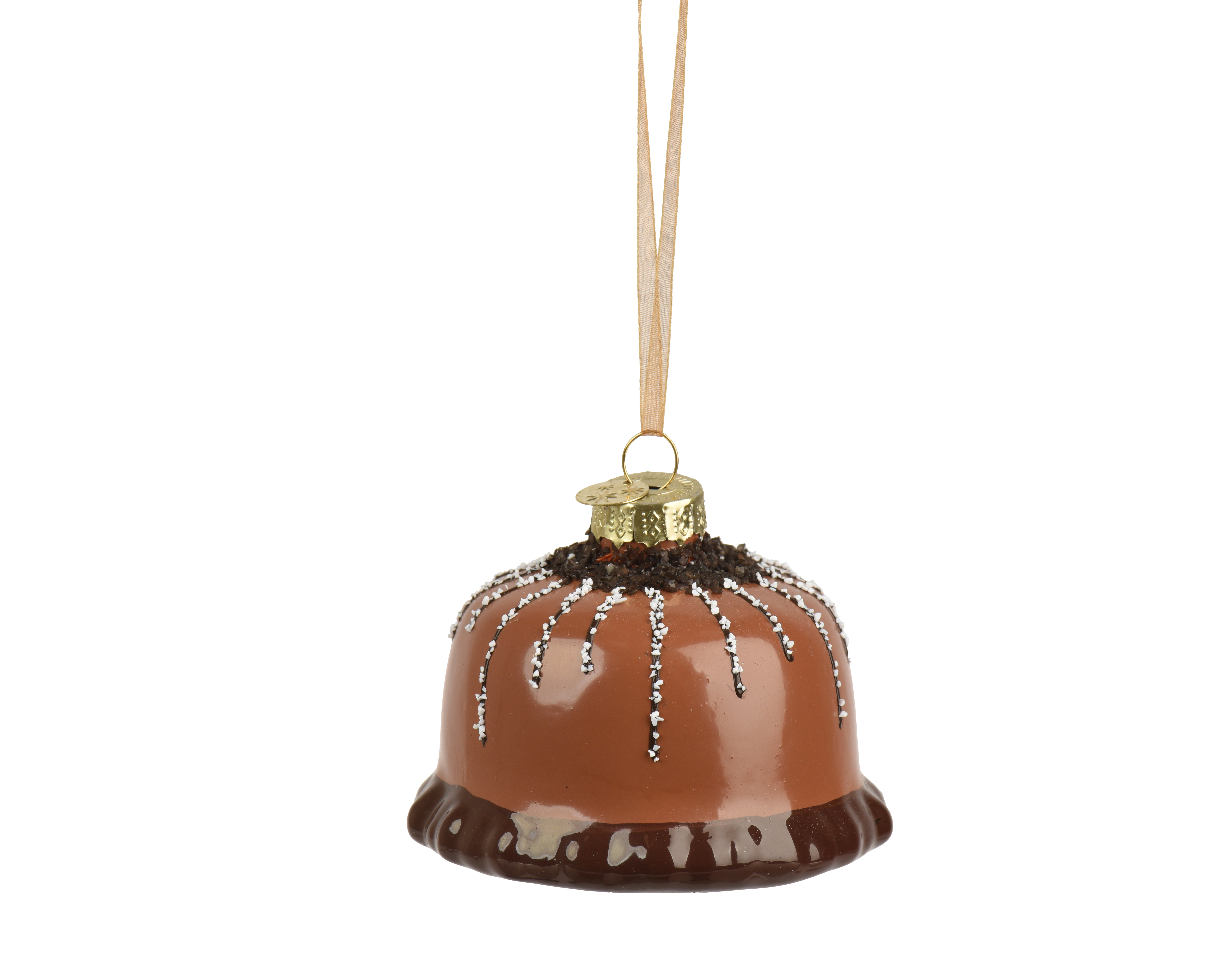 Weihnachtsbaumhänger Kuchen Glas - braun, L7.80-W7.80-H5.30cm