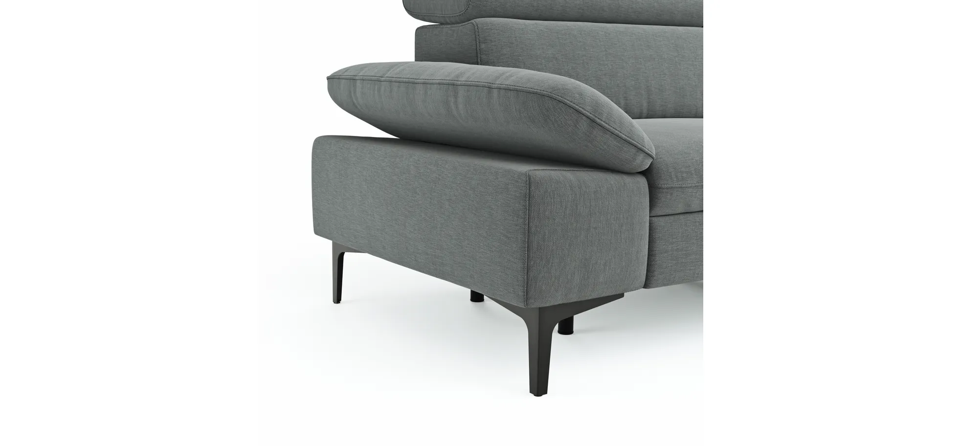 Ecksofa Felipa - 2,5-Sitzer mit Ecke rechts inkl. Armlehne verstellbar und Rückenlehne/Sitztiefe verstellbar (motorisch), Stoff, Grau