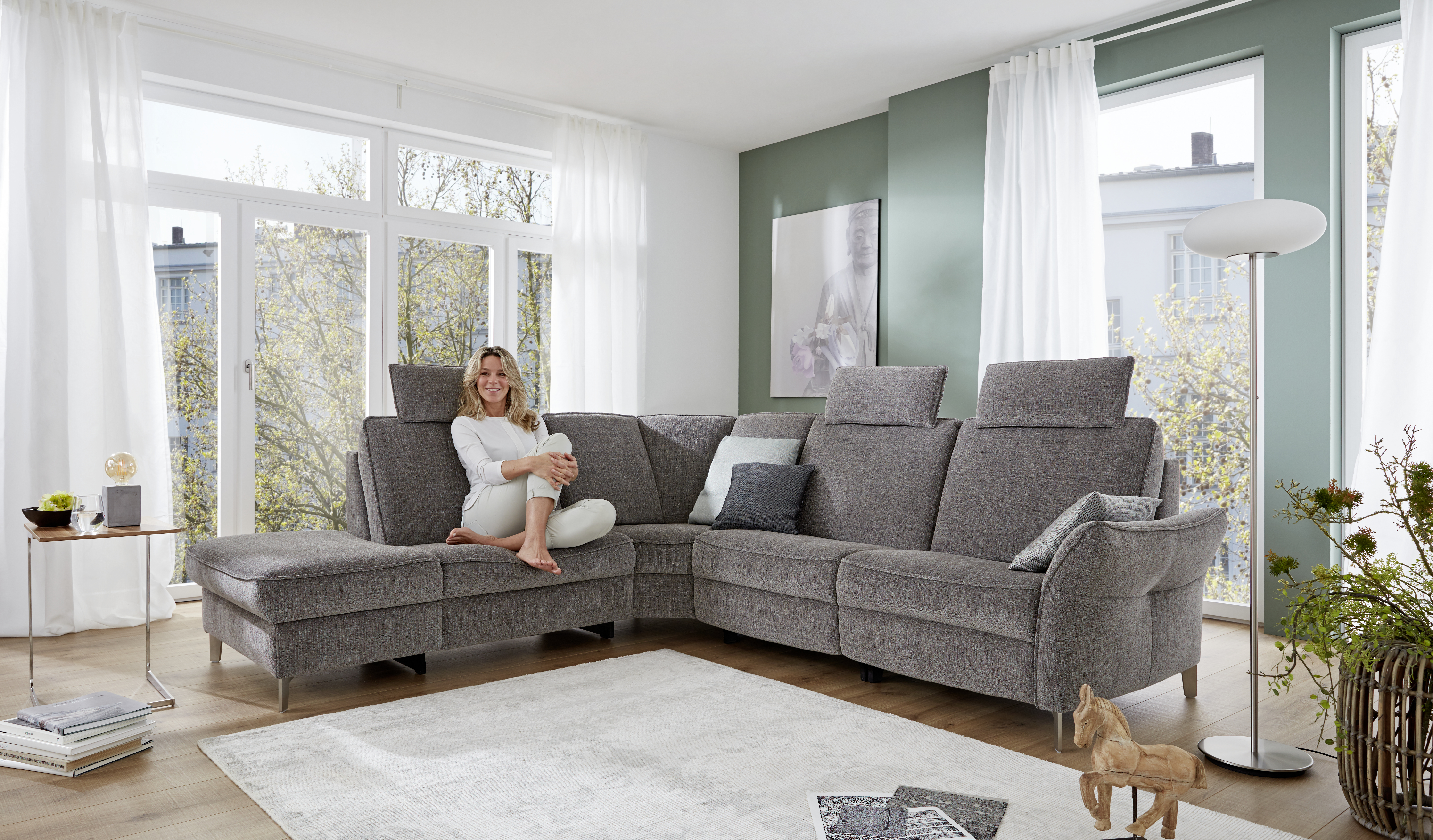 Ecksofa, Stoff Aquaclean sudan - Mykon 578