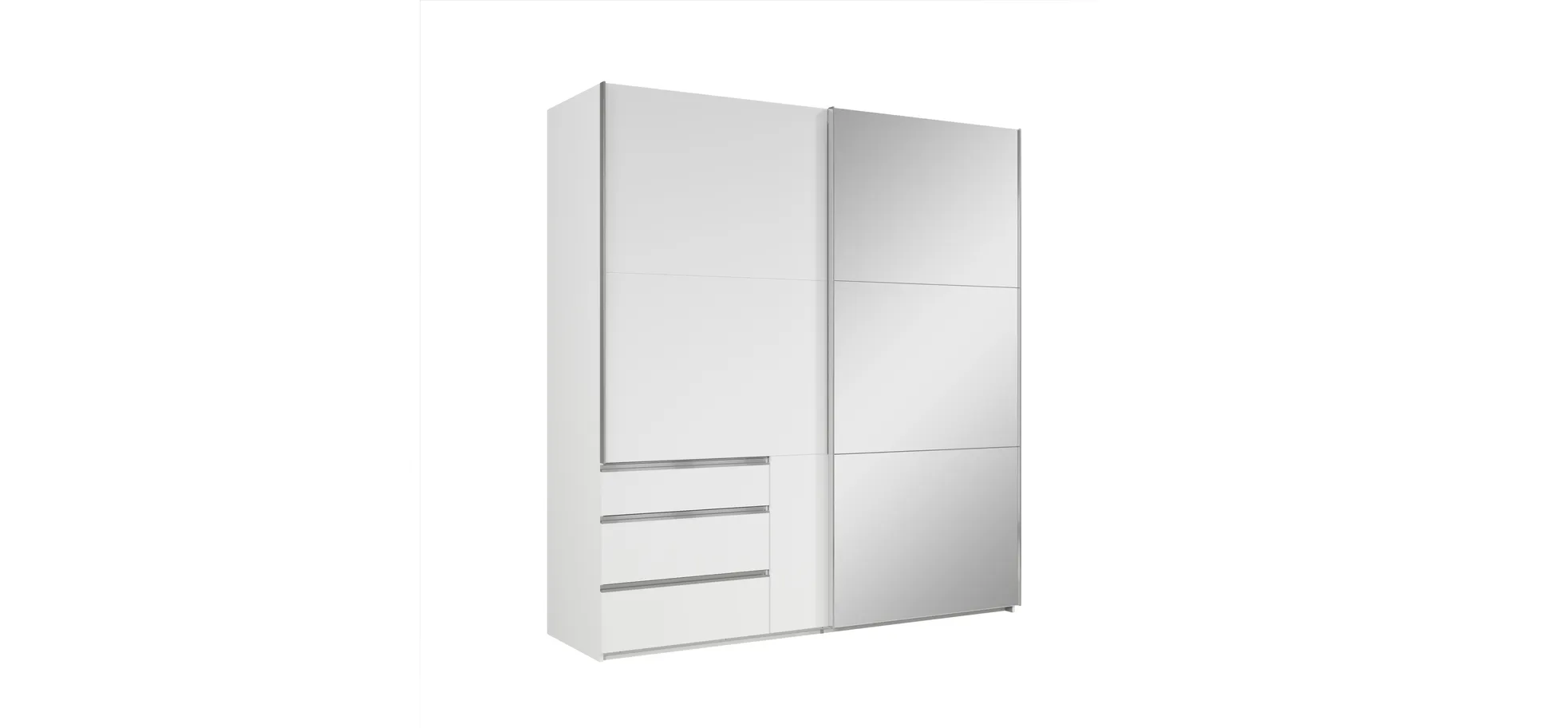  Schwebetürenschrank- B ca. 200 cm, Weiß, Spiegel