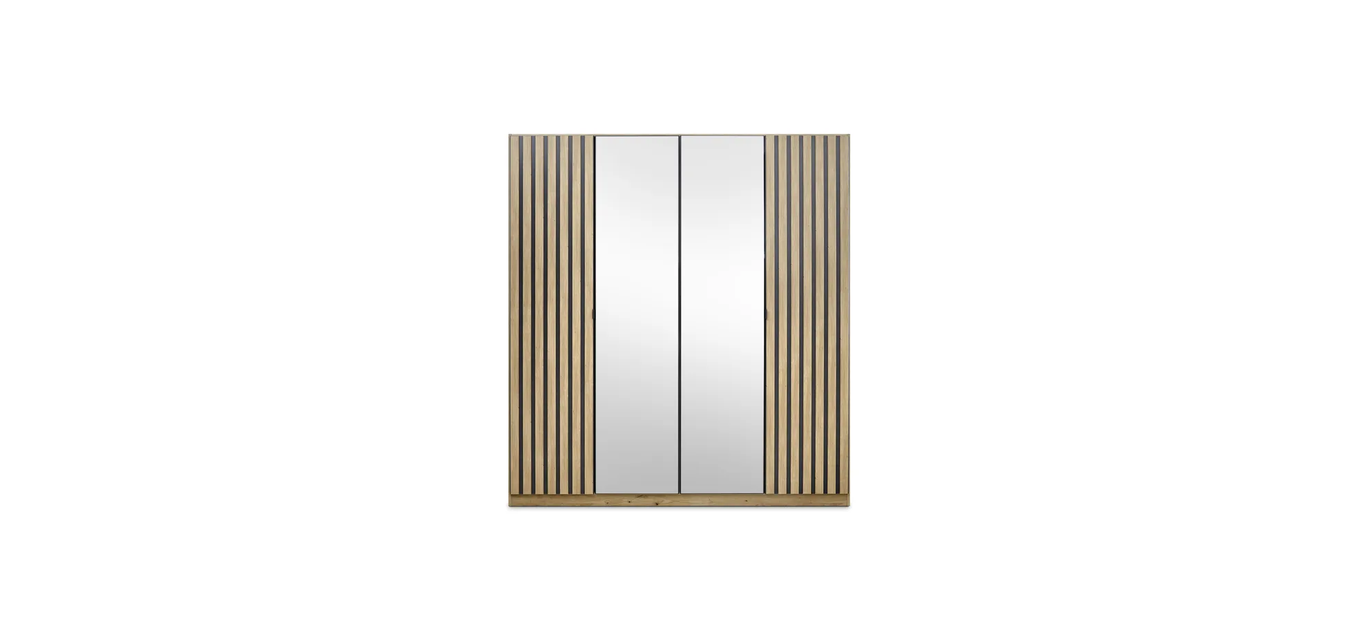 Drehtürenschrank RUERTO- B ca. 181 cm, Eiche Dekor, Dunkelgrau, Paneel, Eiche Dekor, Spiegel Drehtürenschrank RUERTO- B ca. 181 cm, Eiche Dekor, Dunkelgrau, Paneel, Eiche Dekor, Spiegel