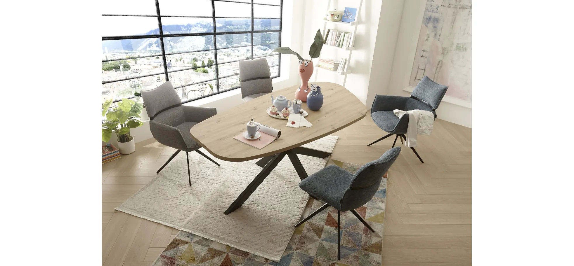 Stuhl, Bezug türkis, drehbar 360° autoreturn - Marja