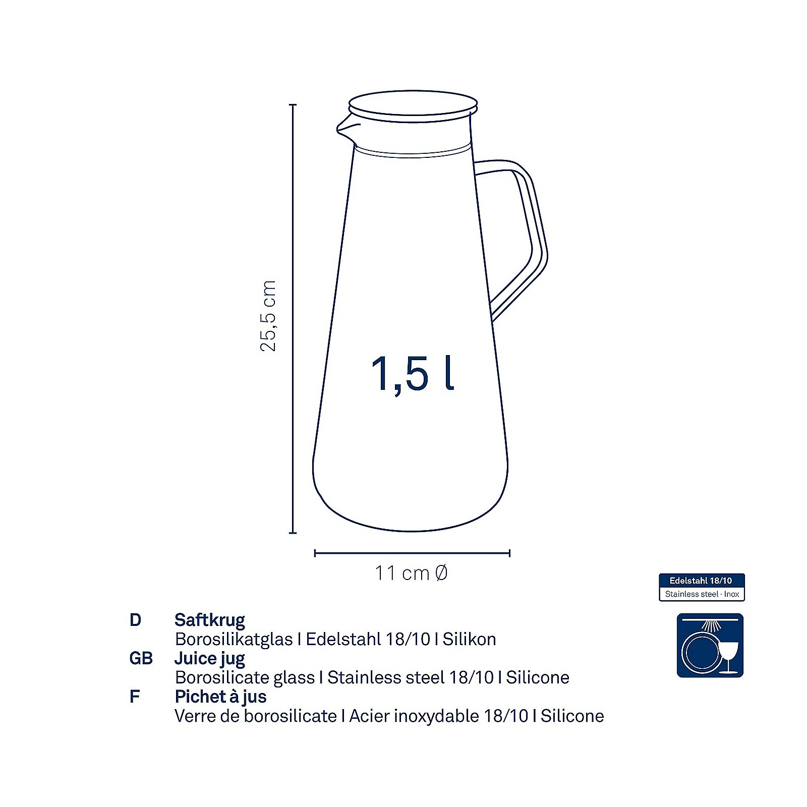 Saftkrug Fontana 25,5x12 cm - Glas transparent