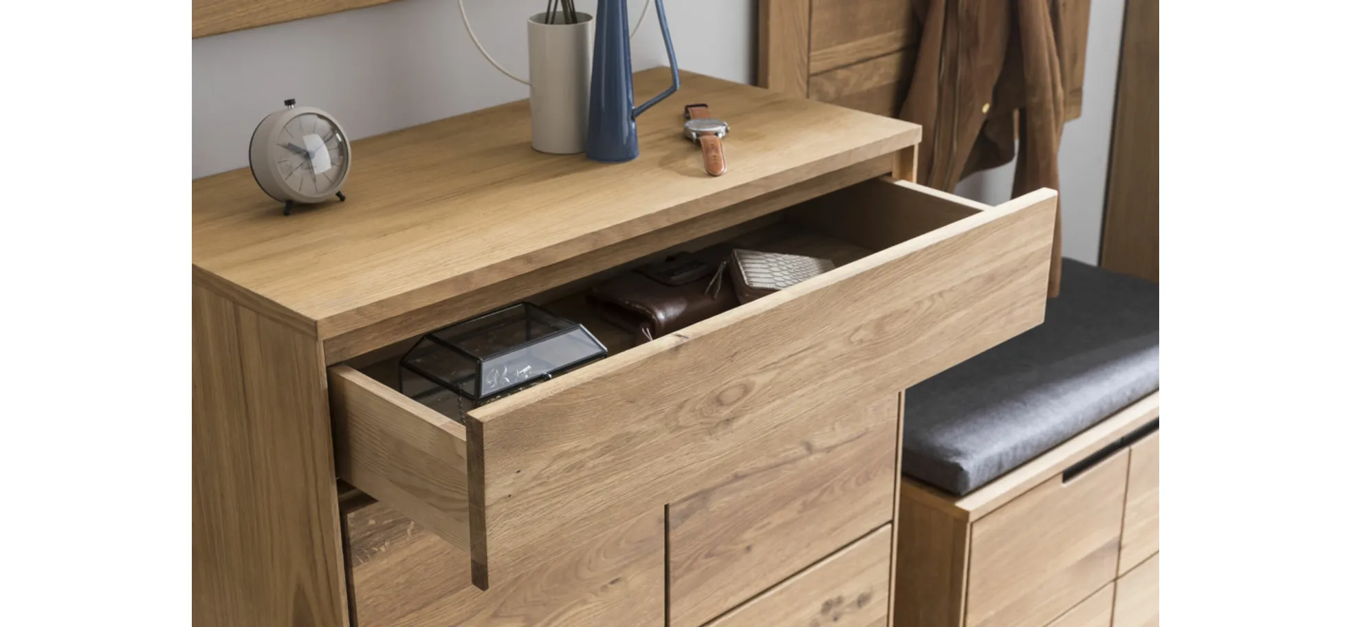 Schuhschrank, Kommode, Eiche, 2-trg., 1 SK - Edma