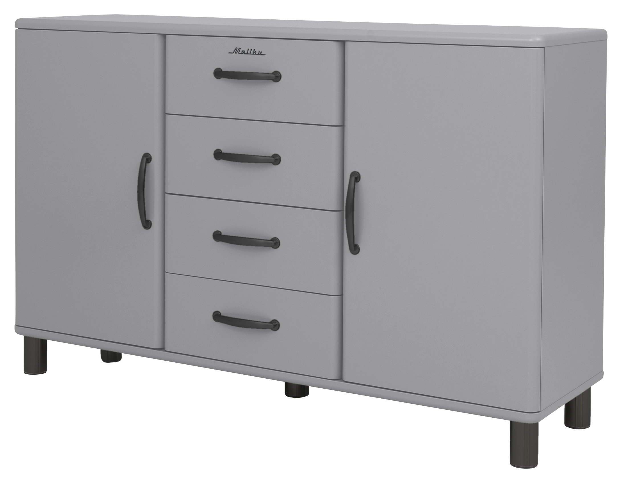 Sideboard, grau lackiert, mit 2 Türen - Malibu Black