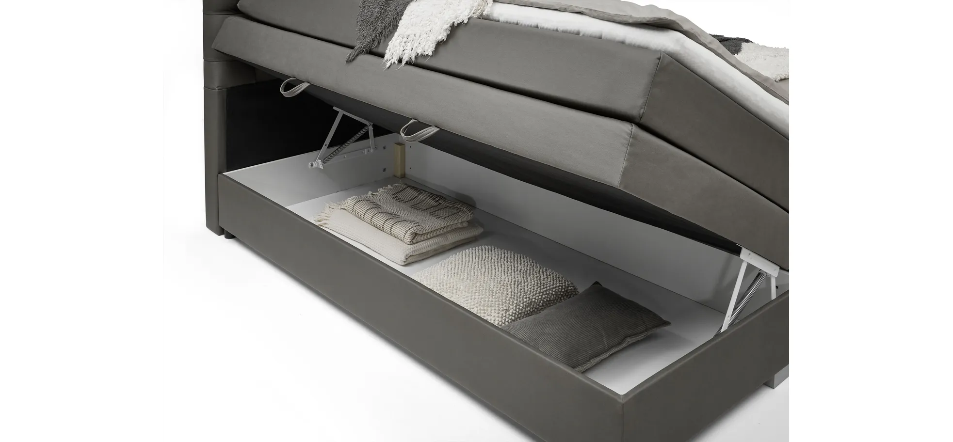 Boxspringbett, Stoff grau   - Sandrin E 