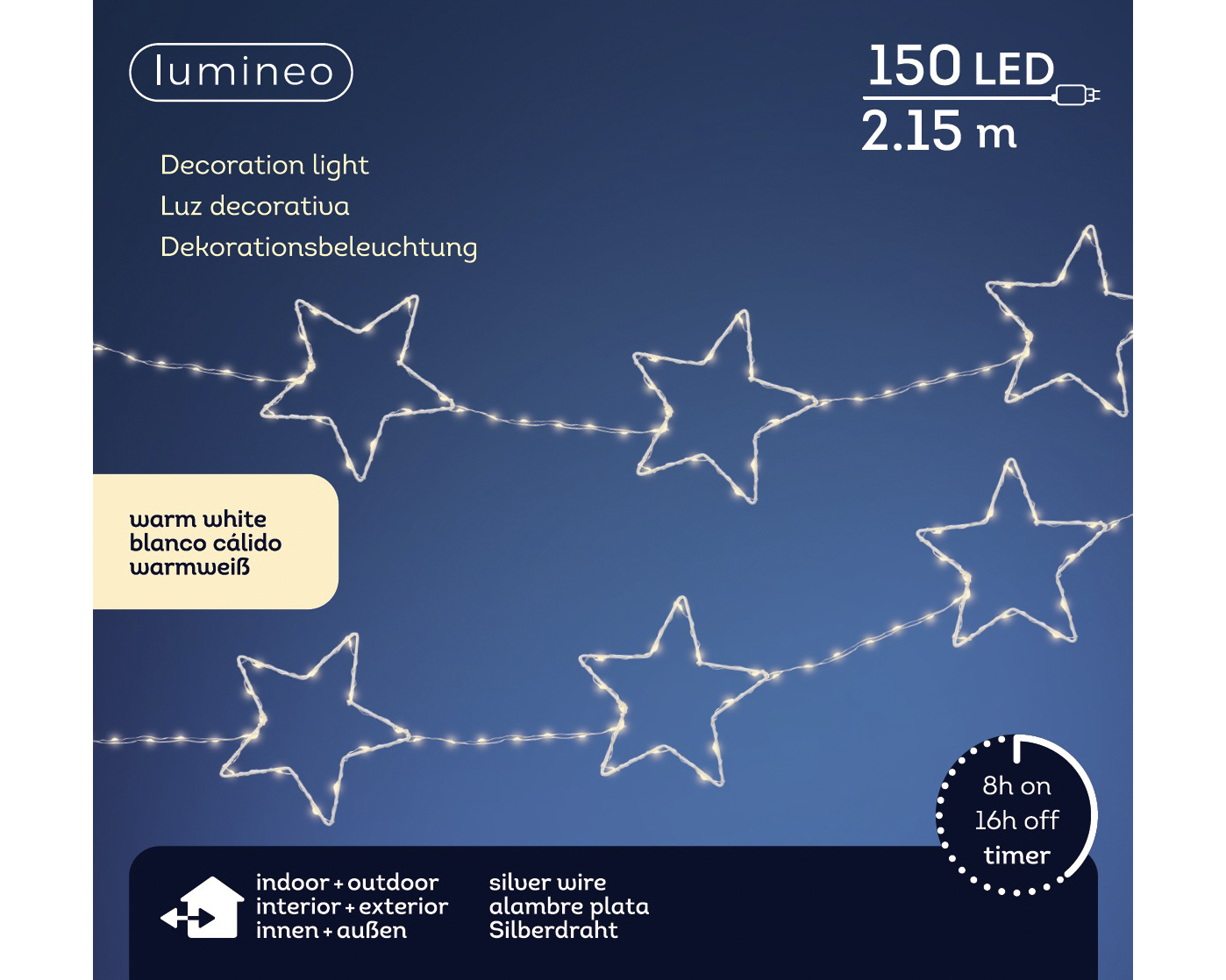 Micro LED Girlande - weiss/warmes weiss, Metall, Ø15-H215cm-150L