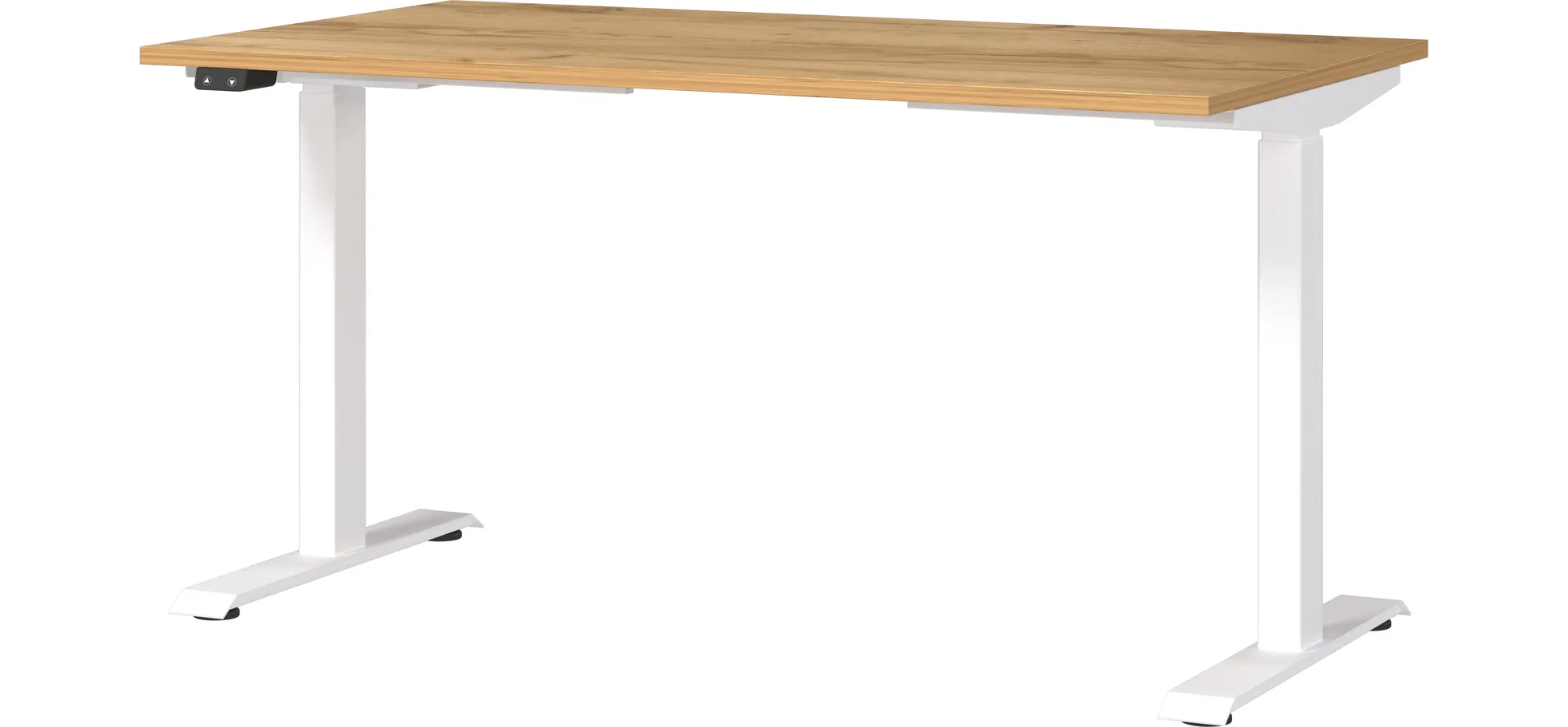 Schreibtisch GELI - höhenverstellbar, LB ca. 140x80 cm, Eiche Nachbildung, Weiß
