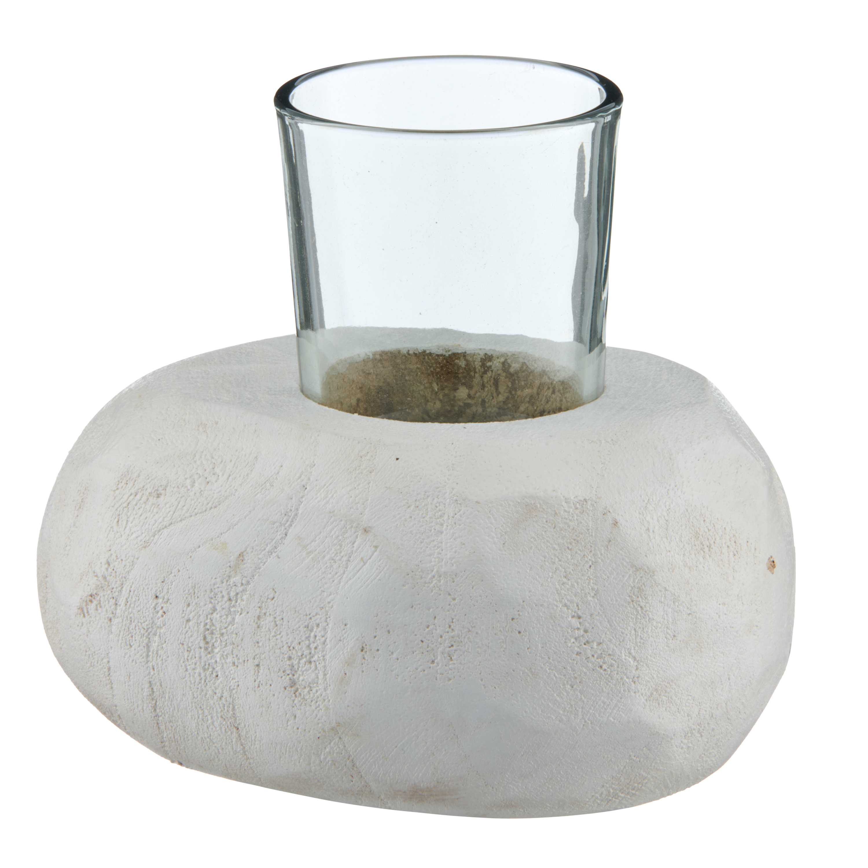 Windlicht - holz, naturweiß, glaseinsatz, 10x12cm