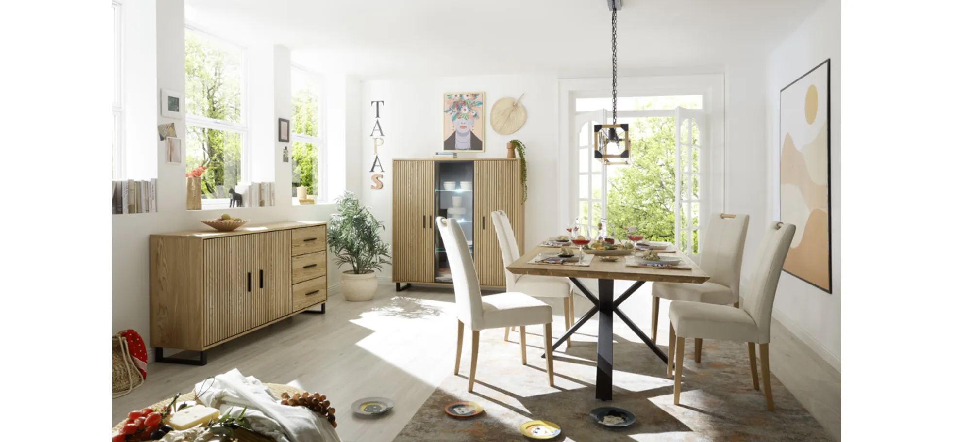 Stuhl  SITTING TOGETHER_S- Stoff, Mint, Eiche Natur