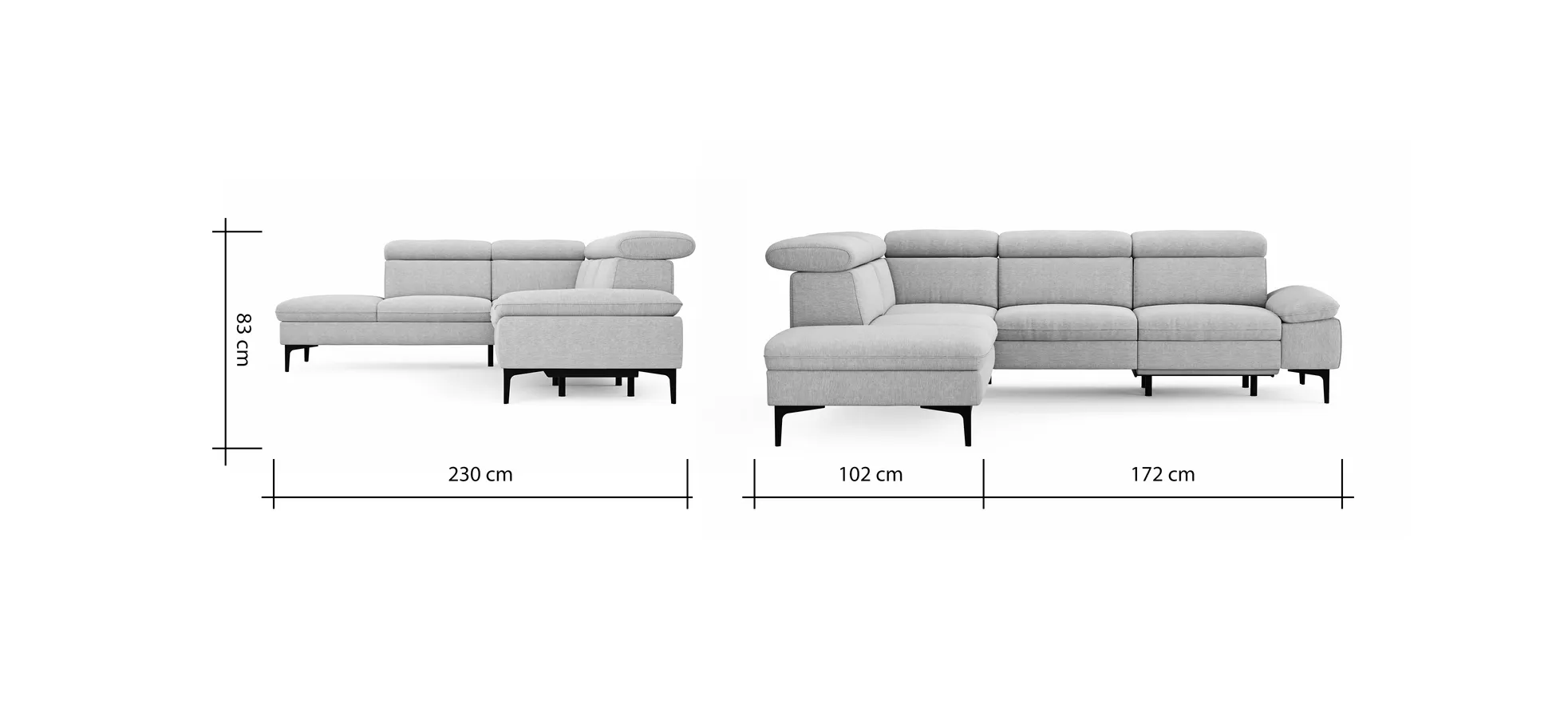 Ecksofa Felipa - Ecke links mit 2,5-Sitzer inkl. Armlehne verstellbar und Rückenlehne/Sitztiefe verstellbar (motorisch), Stoff, Dunkelgrün