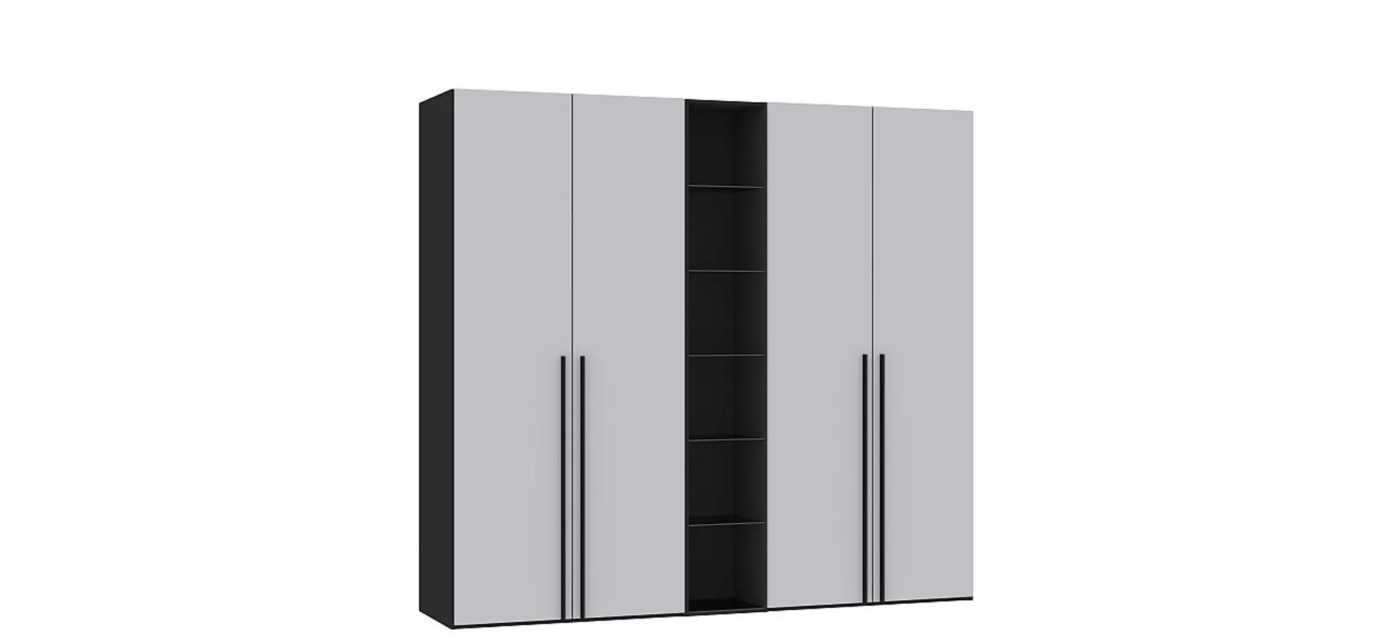 Drehtürenschrank JOIN IT- B ca. 241 cm., inkl. Regal, Schwarz, Glas, Hellgrau