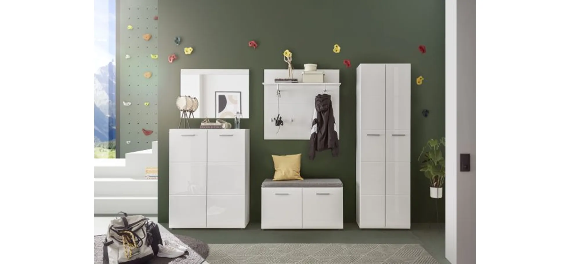 Schuhschrank, MDF weiß hochglanz - Werena