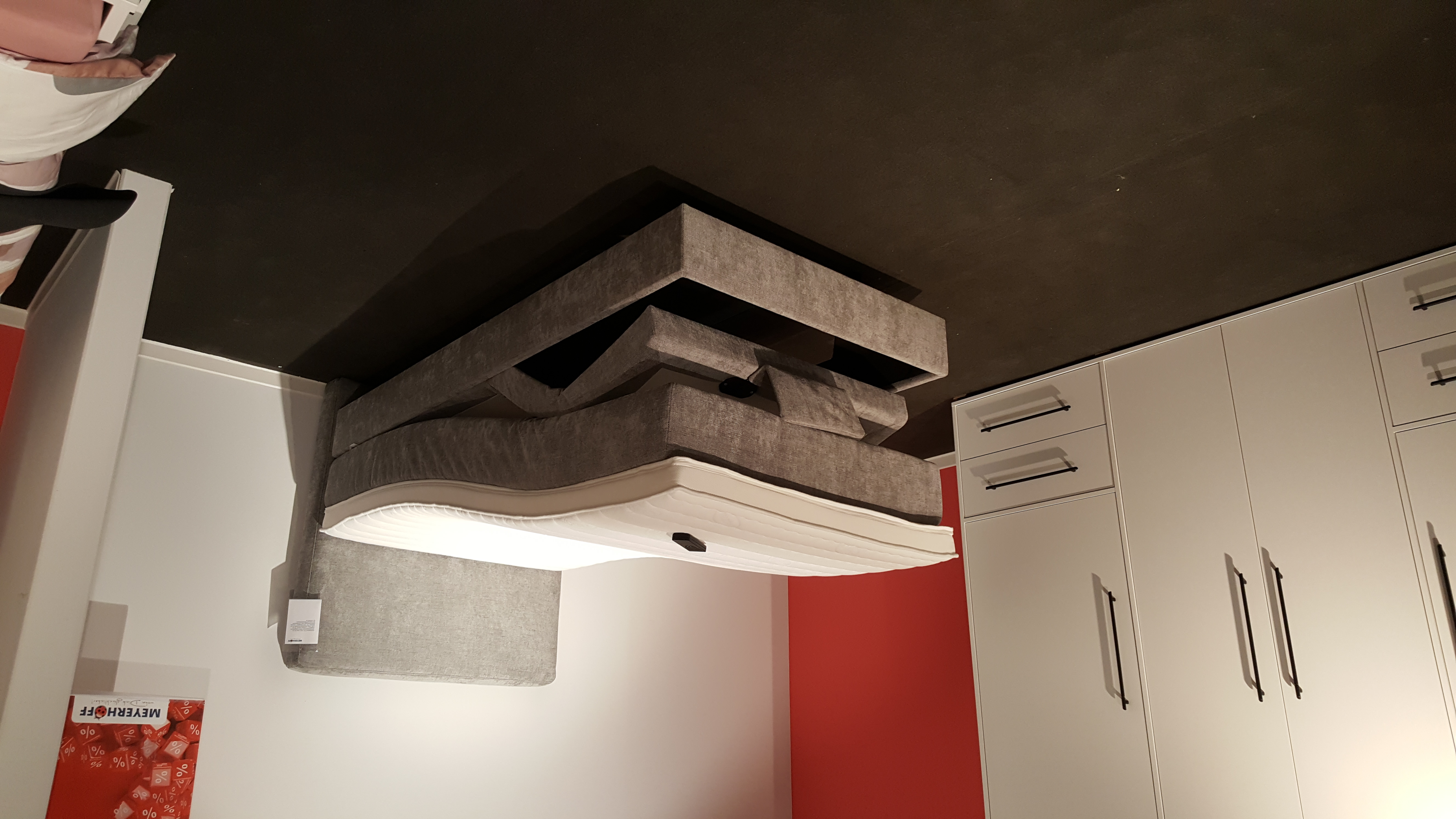 Boxspringbett, grau, mit Topper - LS24 Sula