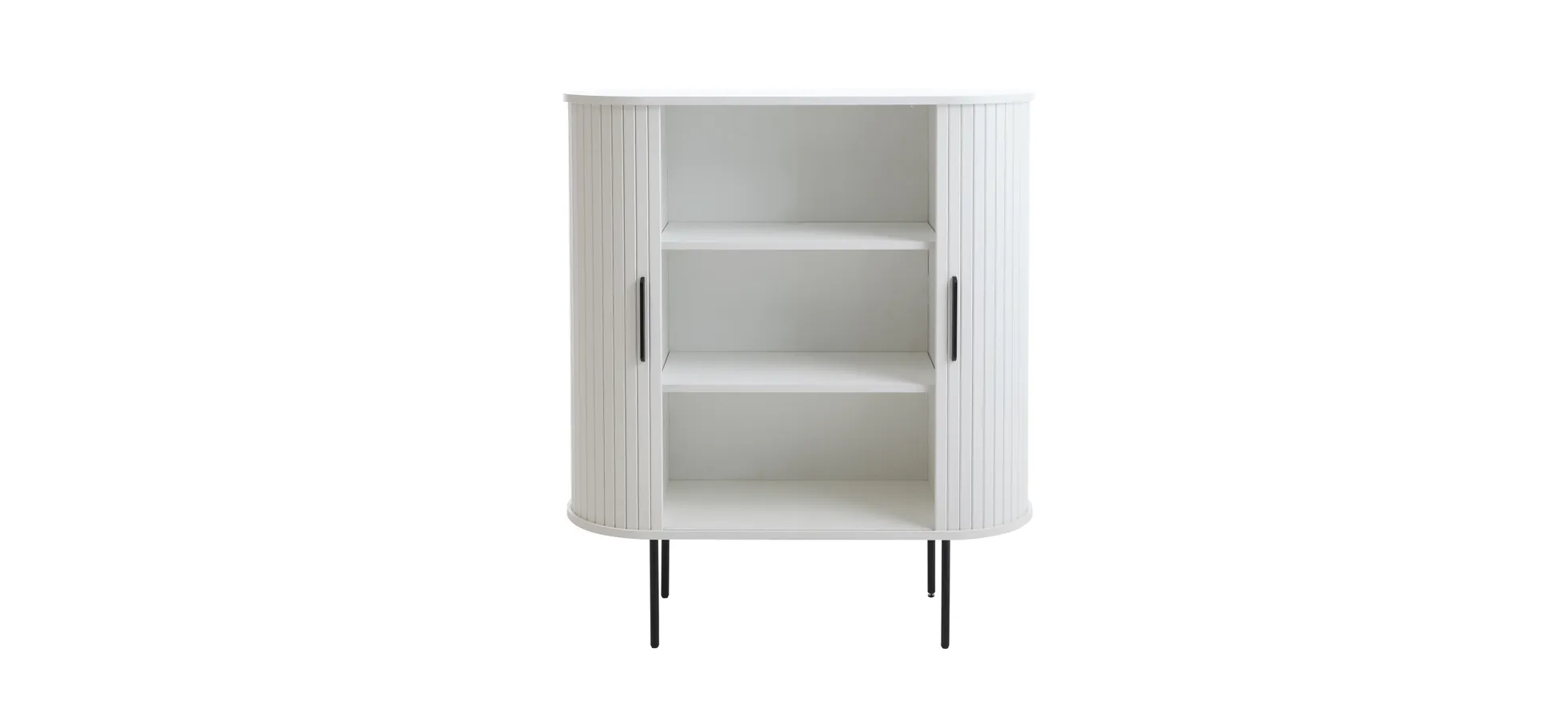 Highboard, Weiß, 2 Lamellenschiebetüren - Uriel