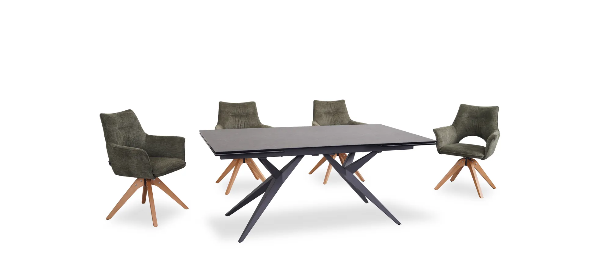 Esstisch, Glaskeramik dunkelgrau, ausziehbar - Michela