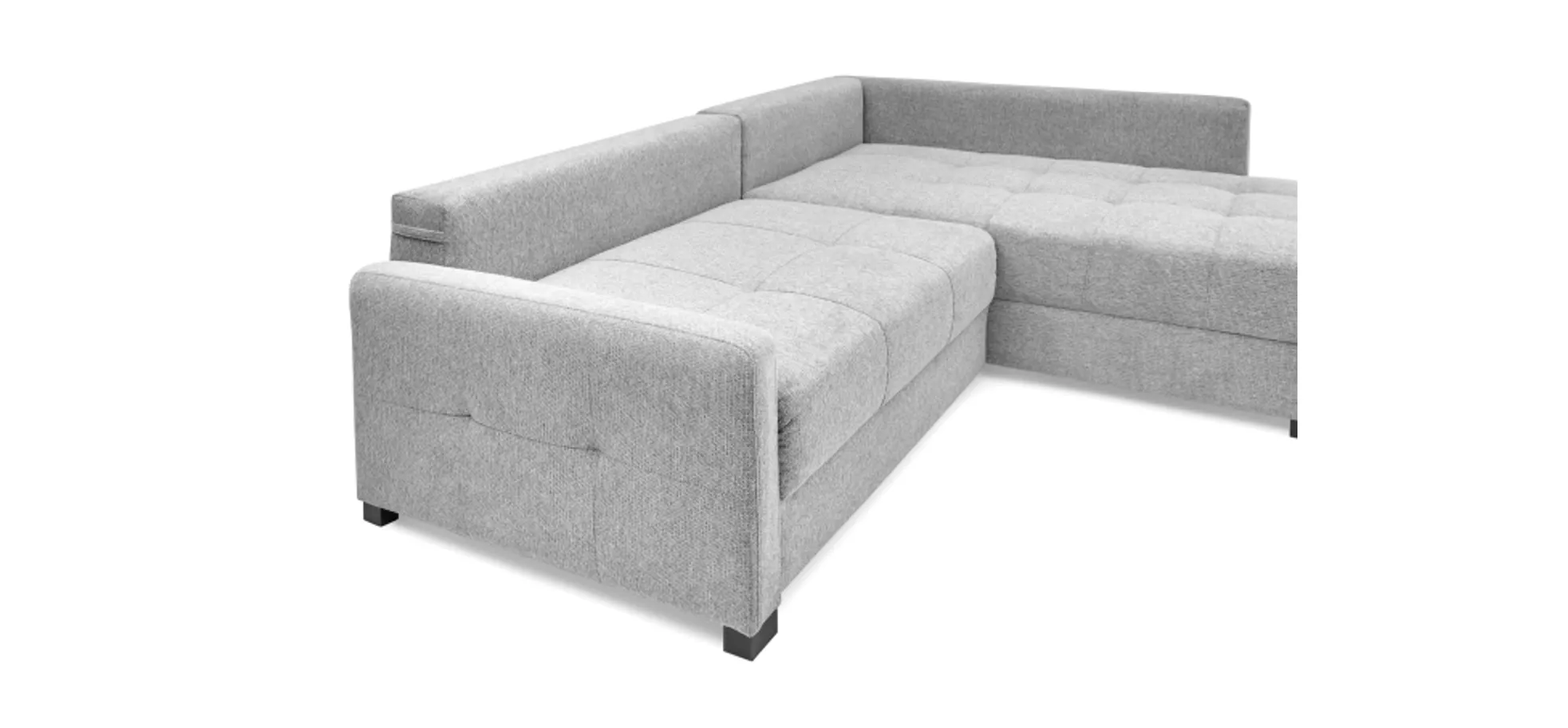 Ecksofa EDWIN - 2-Sitzer, Ecke rechts inkl. Schlaffunktion und Bettkasten, Stoff, Braun