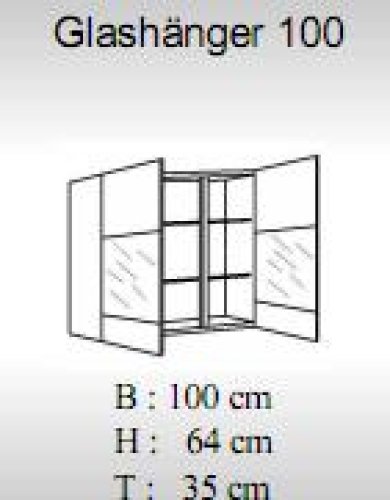 Hängeschrank mit Glastüren, 100 cm breit - Alina