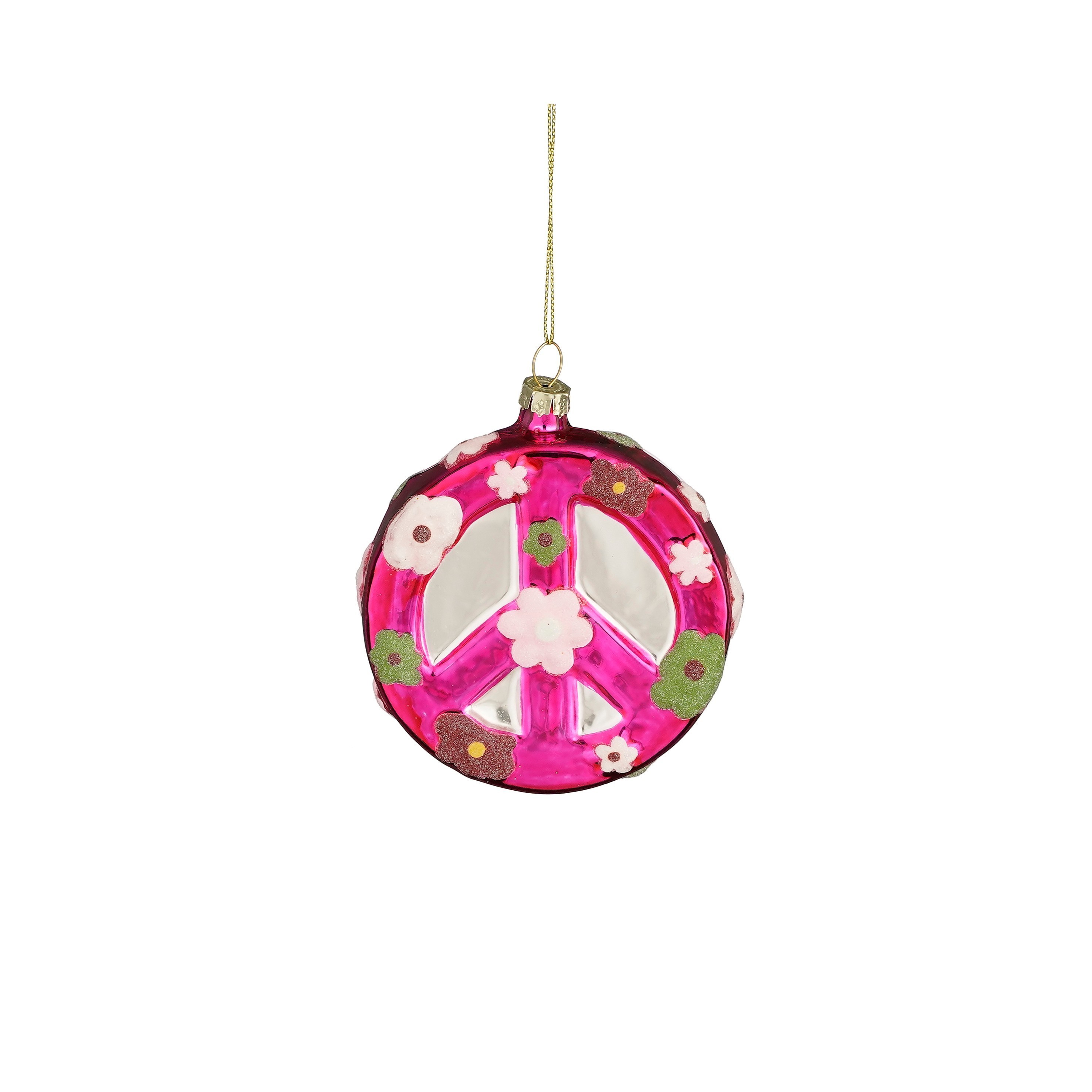 Disco Ornament PEACE - rosa - l9xb9xh3cm
